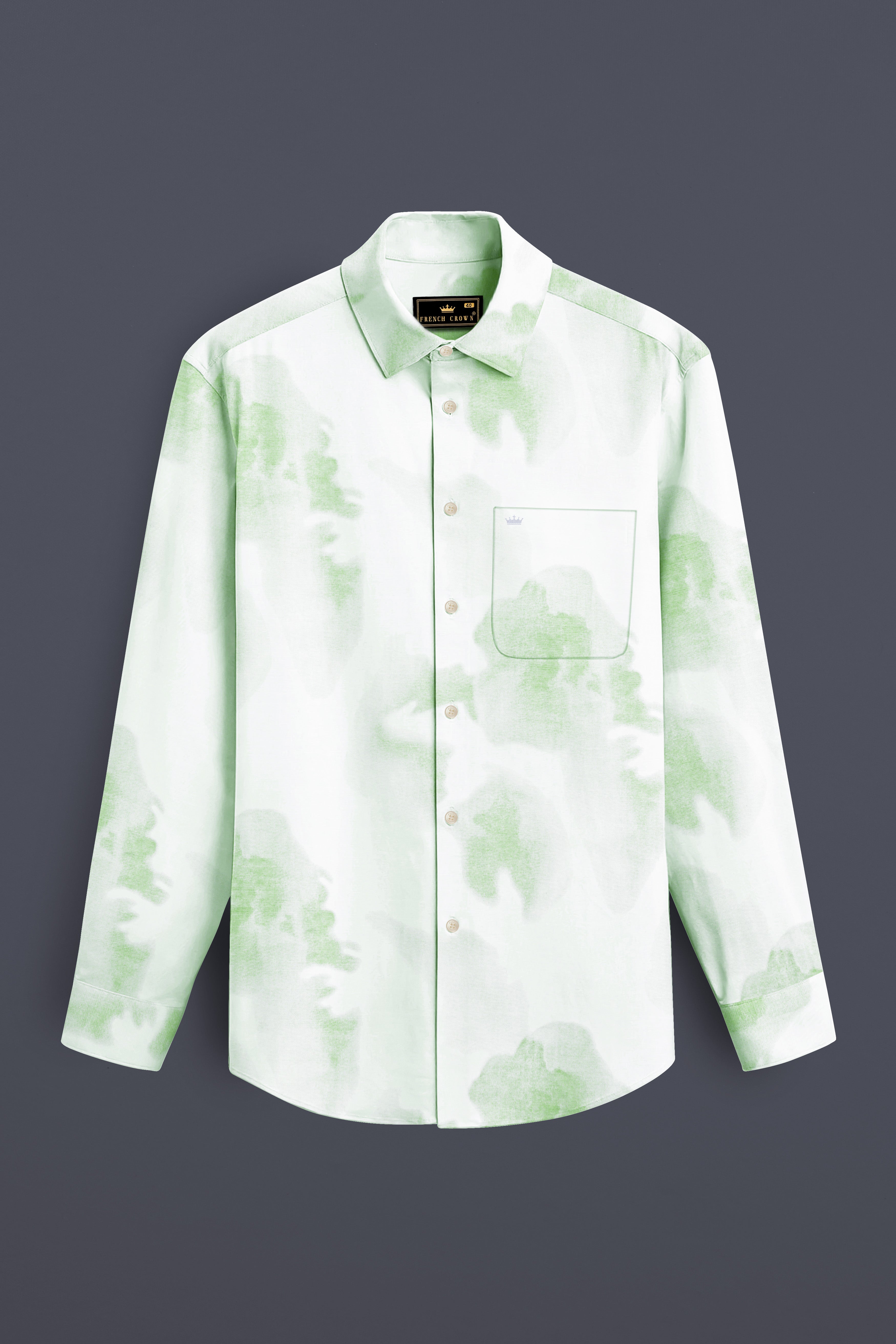 Sage Green and White Luxurious Linen Shirt