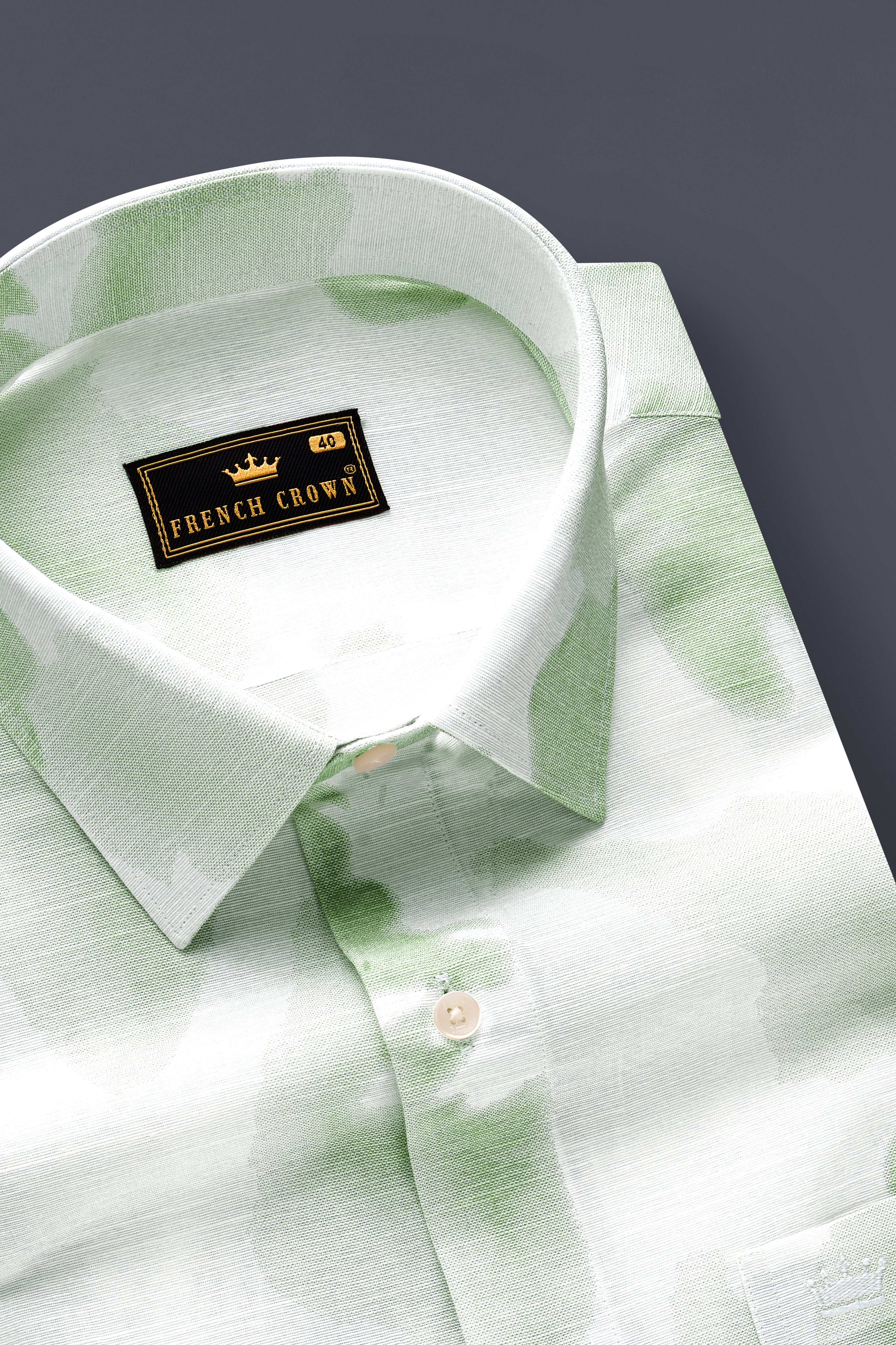 Sage Green and White Luxurious Linen Shirt