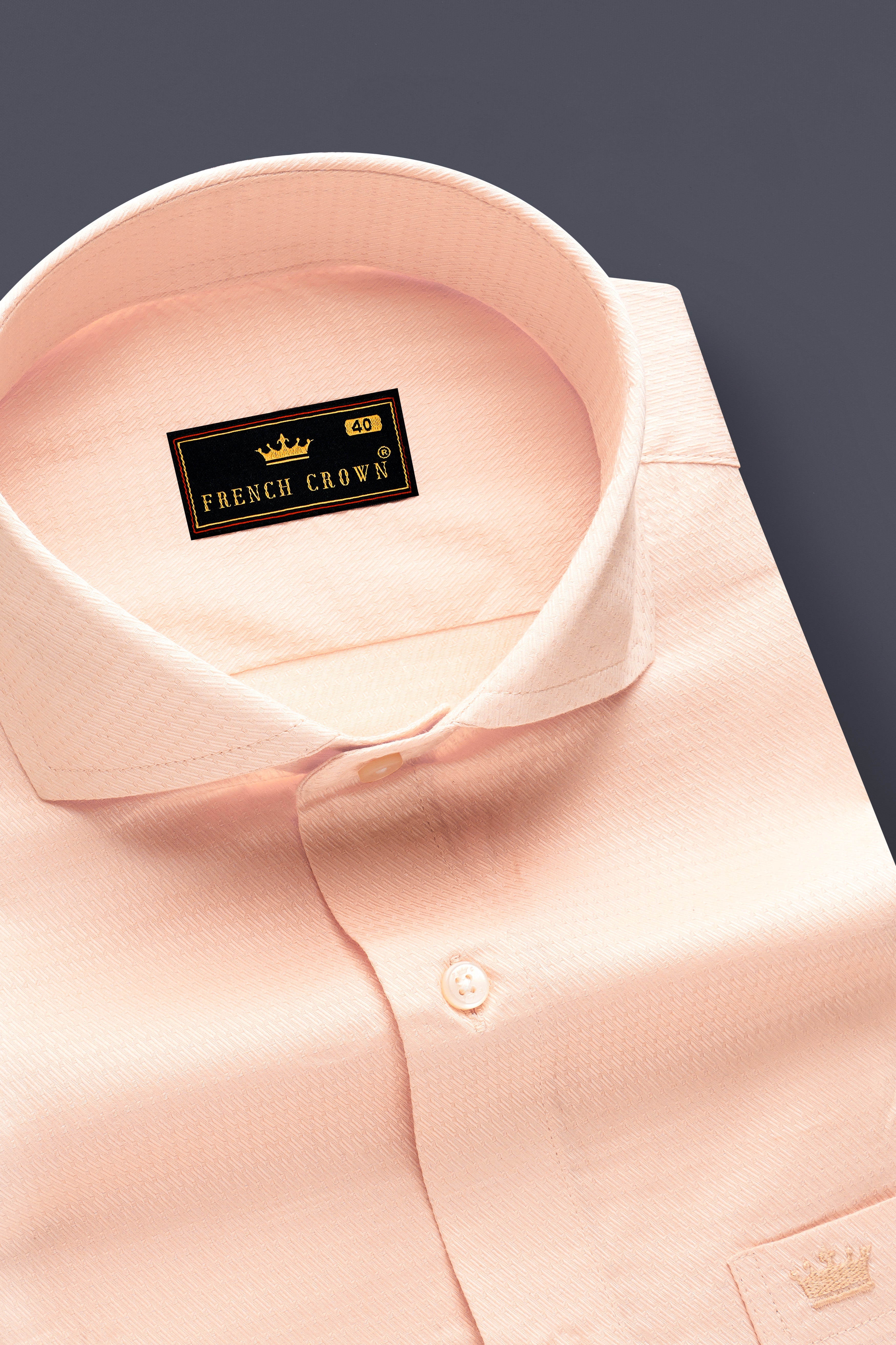 Melon Drift-Apricot Peach Dobby Textured Premium Giza Cotton Dress Shirt
