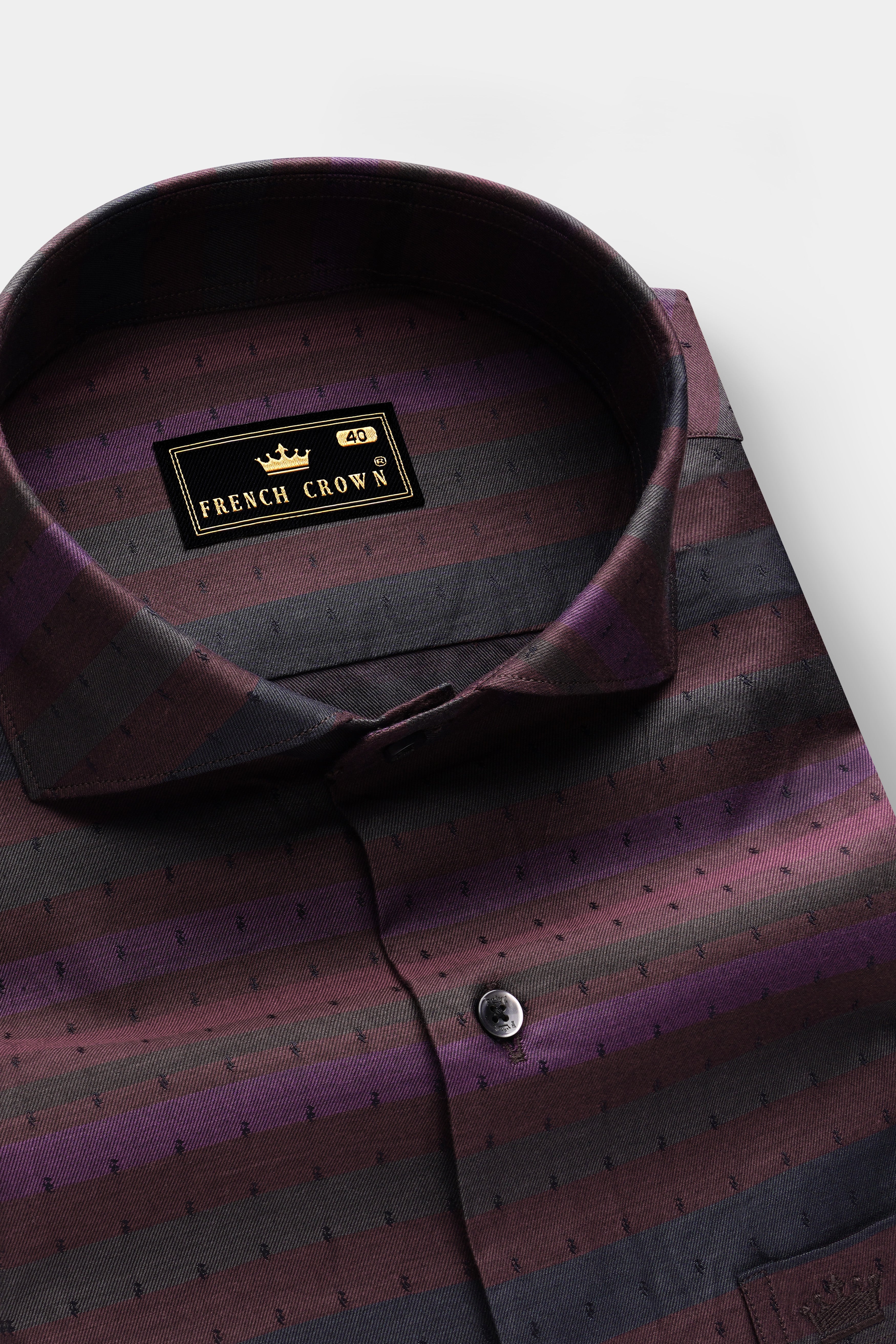 Sienna Shadow-Tuscan Maroon Stripes Jacquard Textured Premium Cotton Dress Shirt