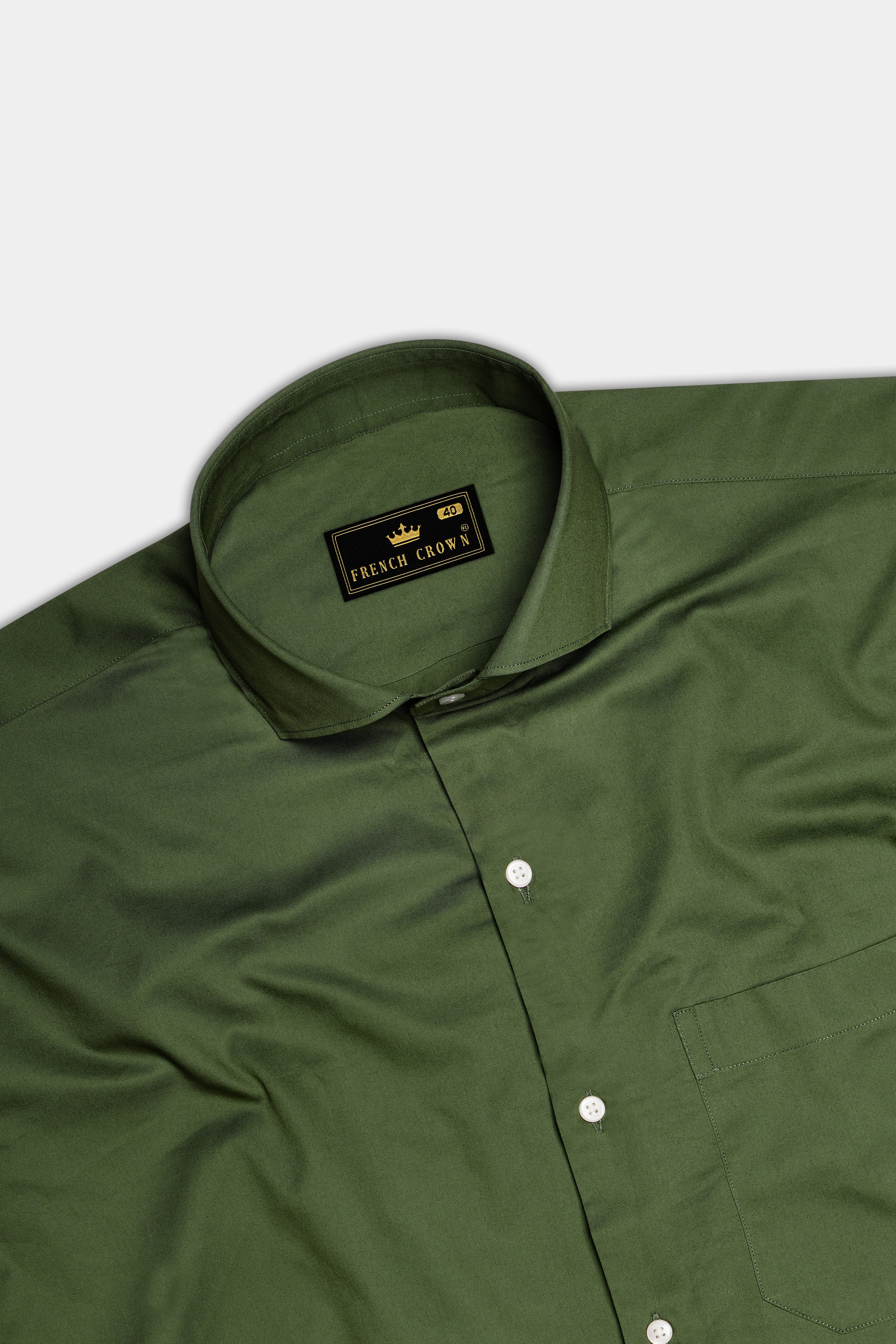 Verdant Veil-Thatch Green Solid Subtle Sheen Super Soft Premium Cotton Dress Shirt