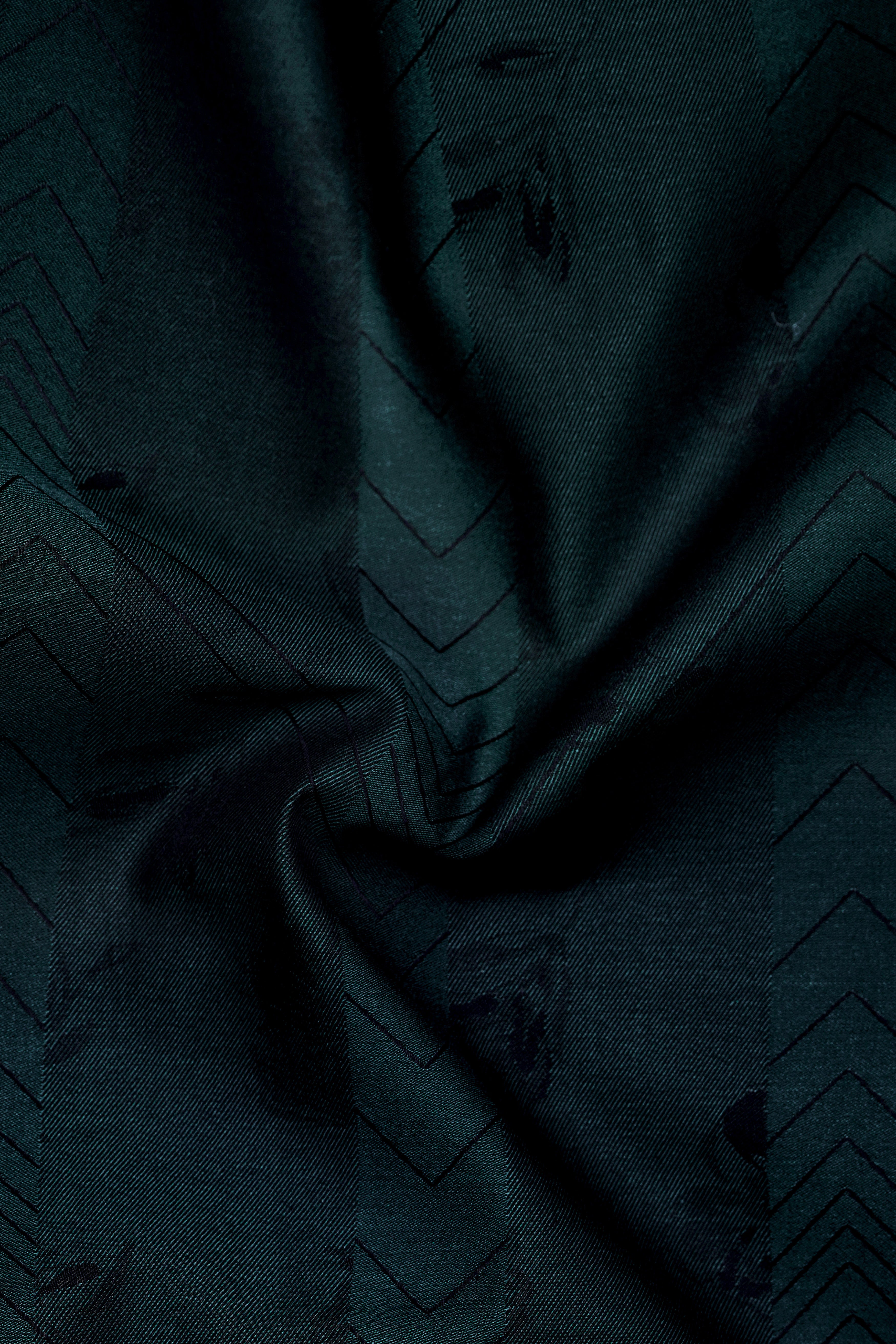 Greenish Cyan Jacquard Textured Premium Cotton Shirt