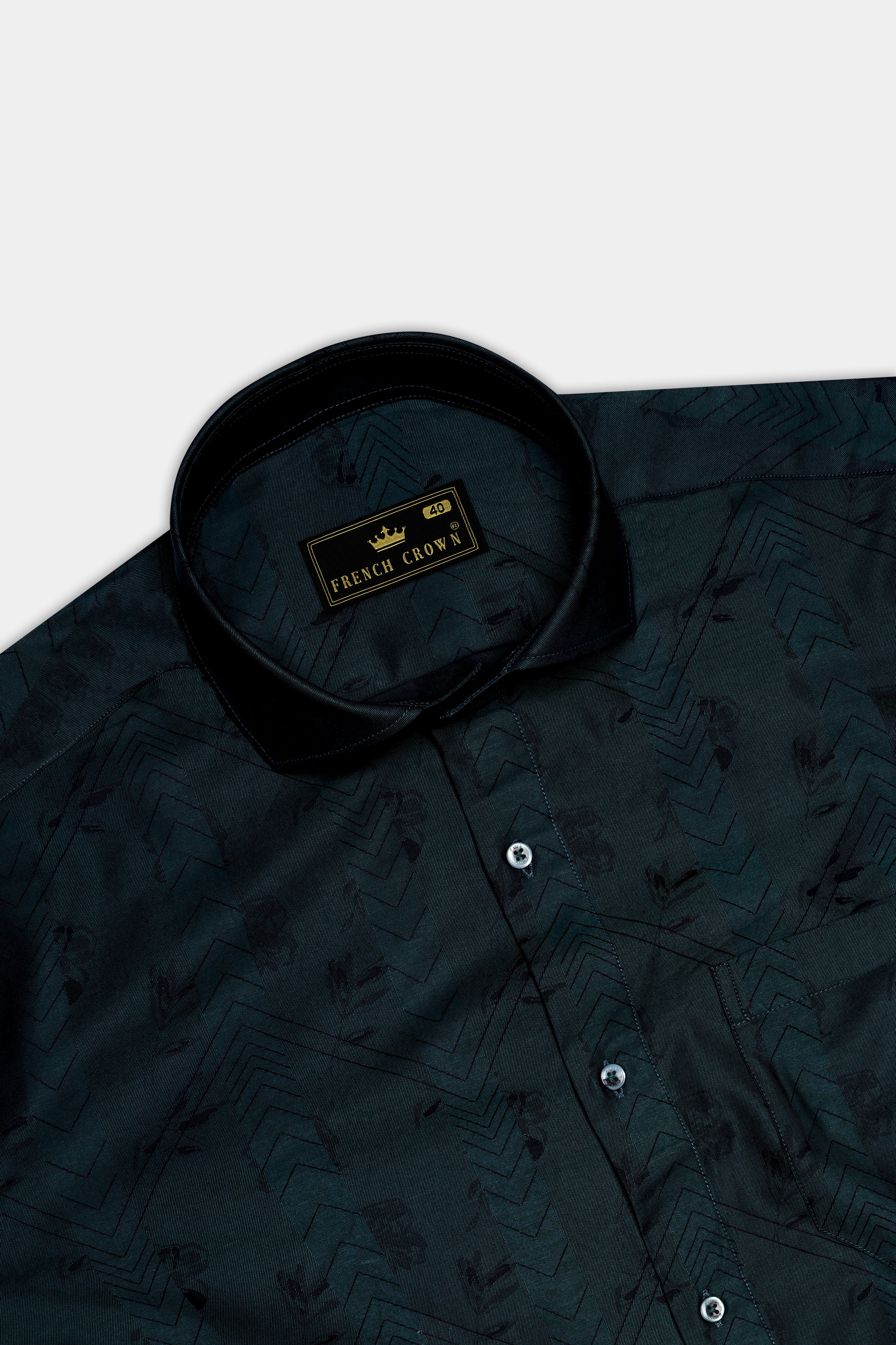 Greenish Cyan Jacquard Textured Premium Cotton Shirt