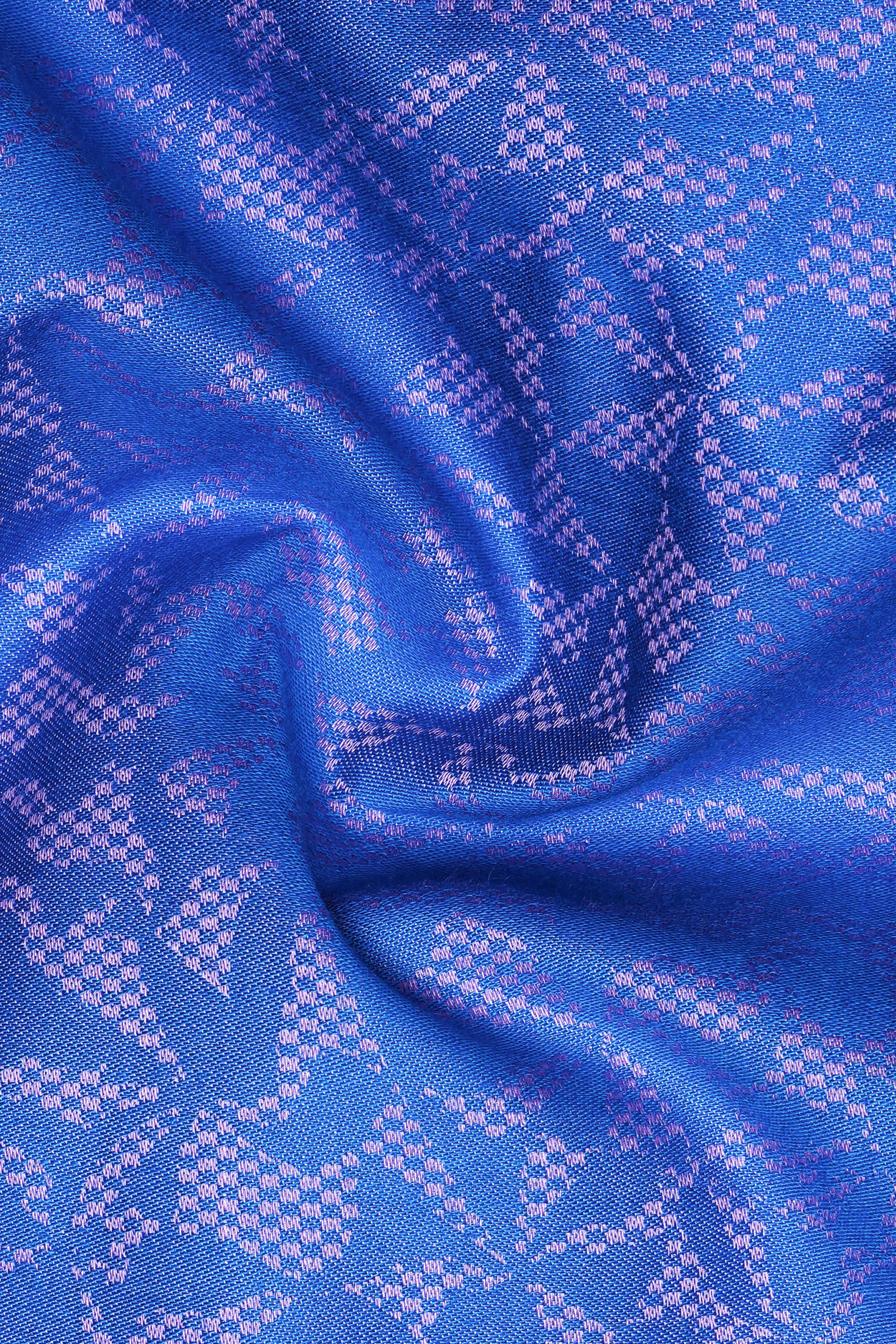 Tealish Blue Jacquard Textured Premium Cotton Shirt