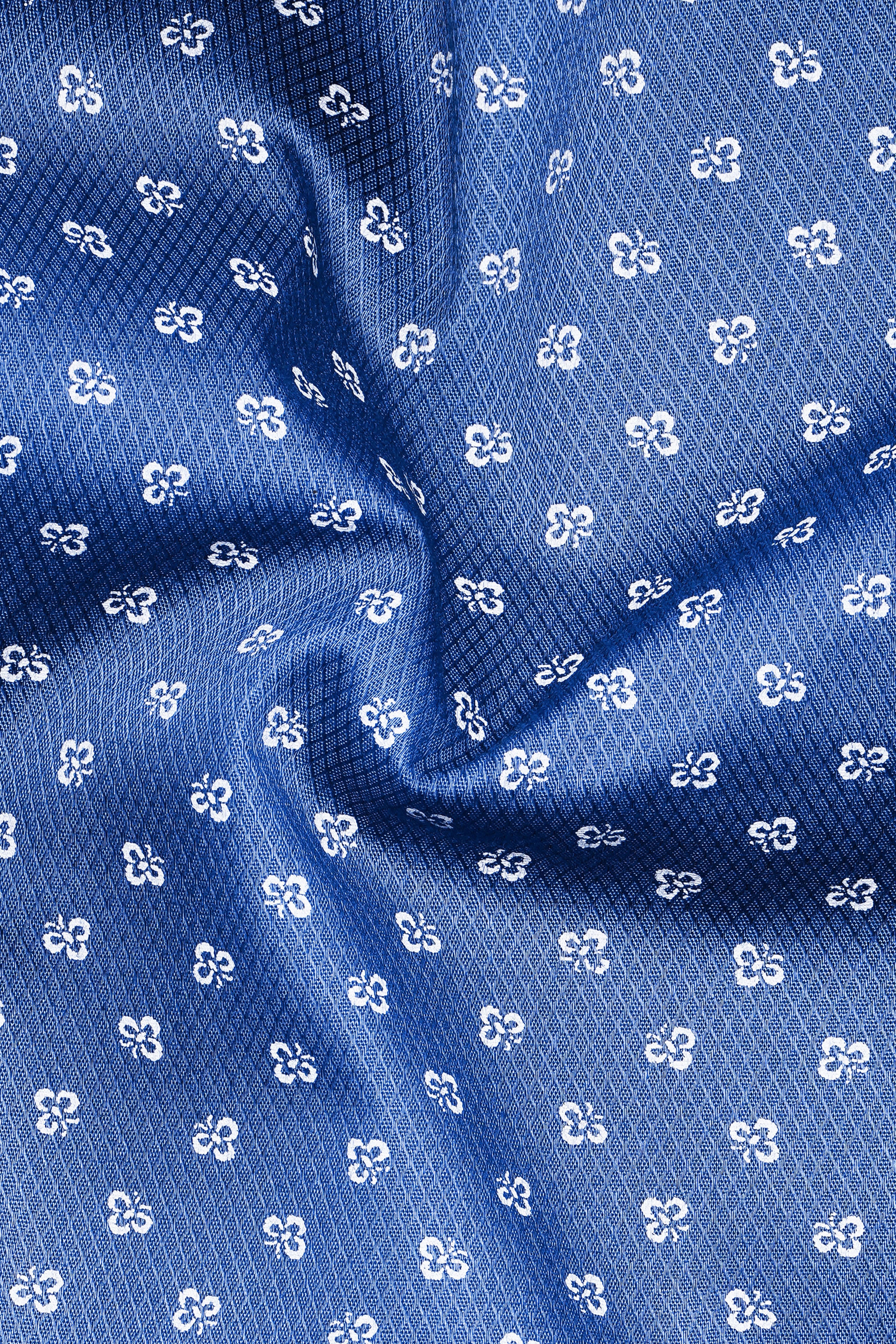 Dusty Blue Dobby Textured Premium Giza Cotton Shirt