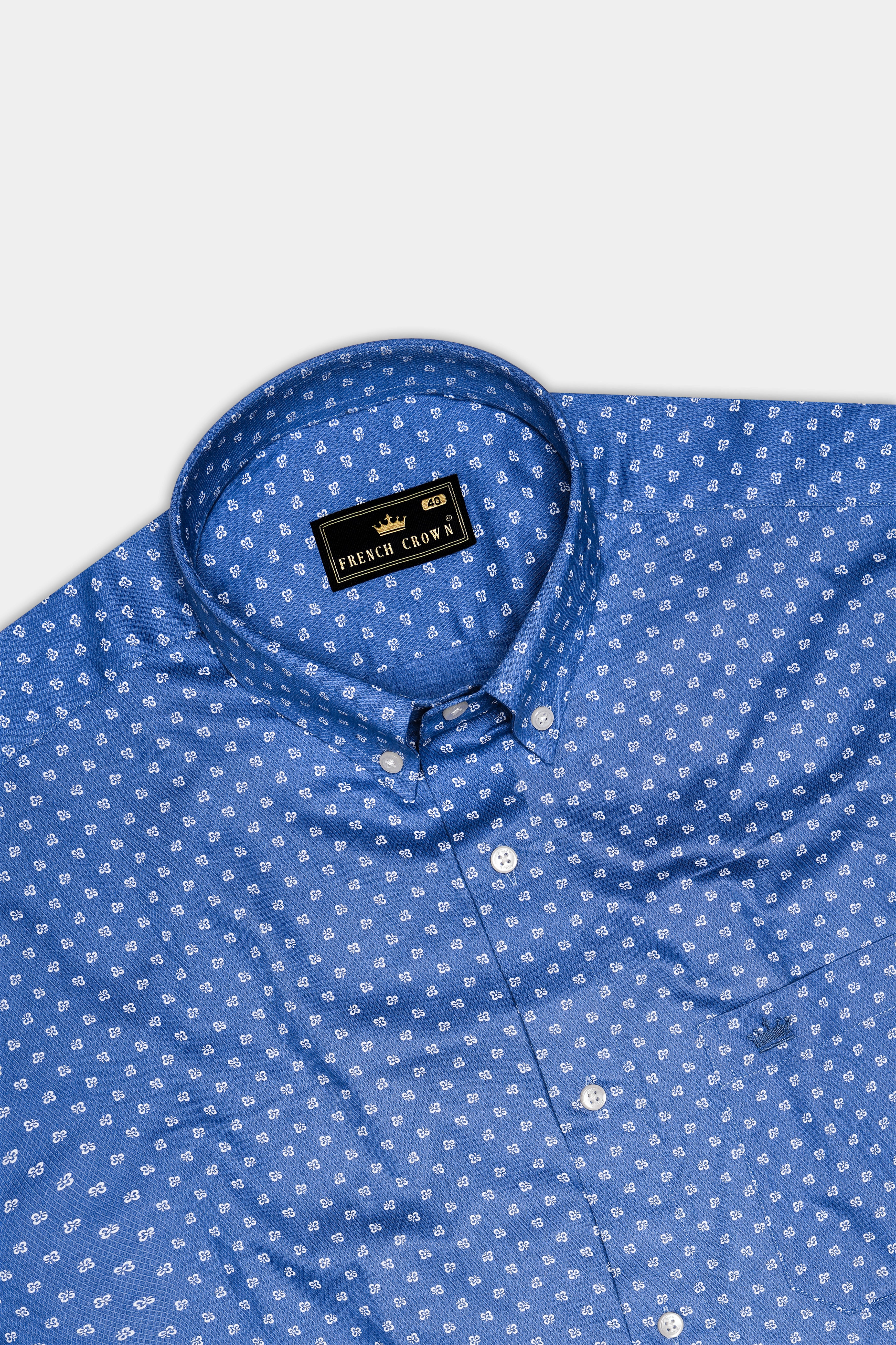 Dusty Blue Dobby Textured Premium Giza Cotton Shirt