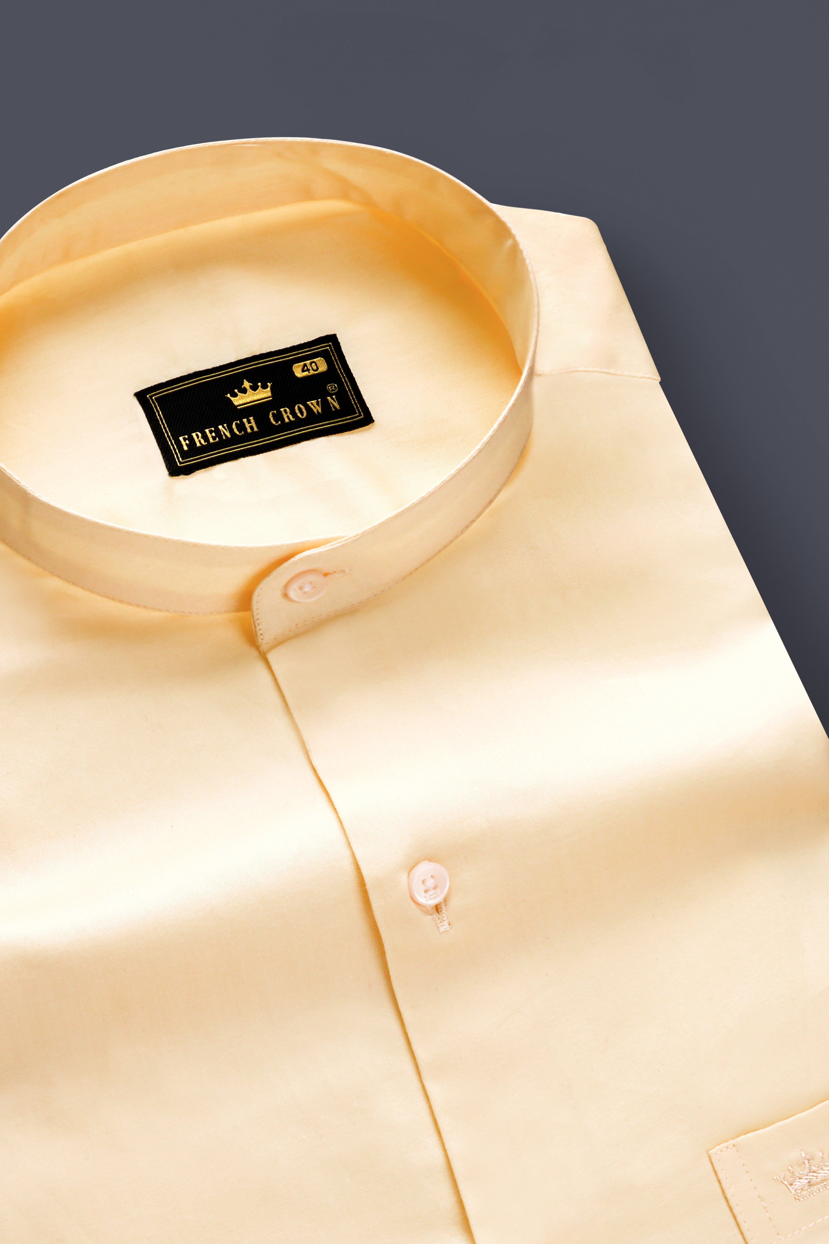 Vanilla-Almond Cream Subtle Sheen Super Soft Premium Cotton Semi Formal Mandarin Collar Shirt 13594-M-38, 13594-M-H-38, 13594-M-39, 13594-M-H-39, 13594-M-40, 13594-M-H-40, 13594-M-42, 13594-M-H-42, 13594-M-44, 13594-M-H-44, 13594-M-46, 13594-M-H-46, 13594-M-48, 13594-M-H-48, 13594-M-50, 13594-M-H-50, 13594-M-52, 13594-M-H-52