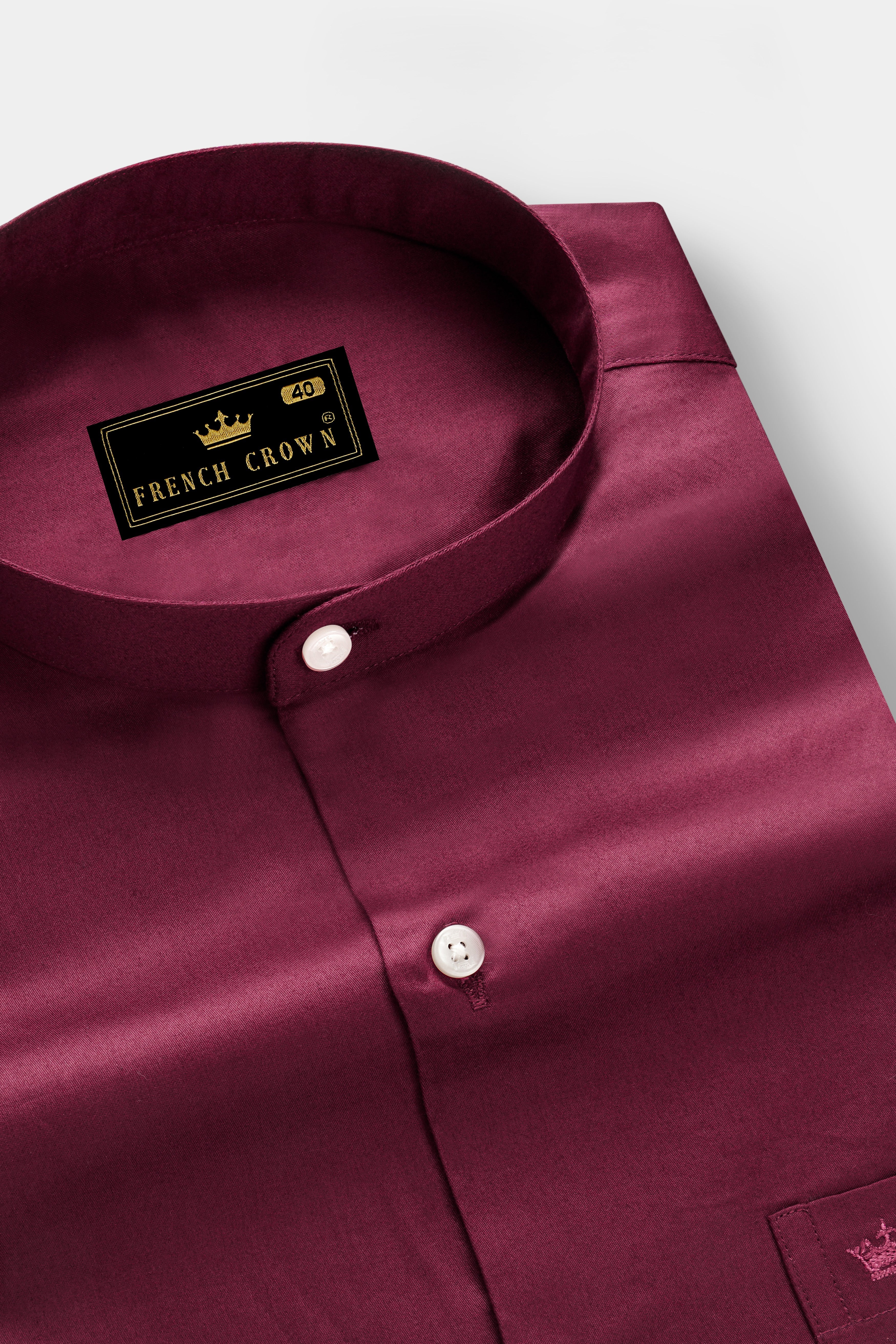 Raspberry-Wine Berry Solid Maroon Subtle Sheen Super Soft Premium Cotton Semi Formal Mandarin Collar Shirt 13608-M-38, 13608-M-H-38, 13608-M-39, 13608-M-H-39, 13608-M-40, 13608-M-H-40, 13608-M-42, 13608-M-H-42, 13608-M-44, 13608-M-H-44, 13608-M-46, 13608-M-H-46, 13608-M-48, 13608-M-H-48, 13608-M-50, 13608-M-H-50, 13608-M-52, 13608-M-H-52