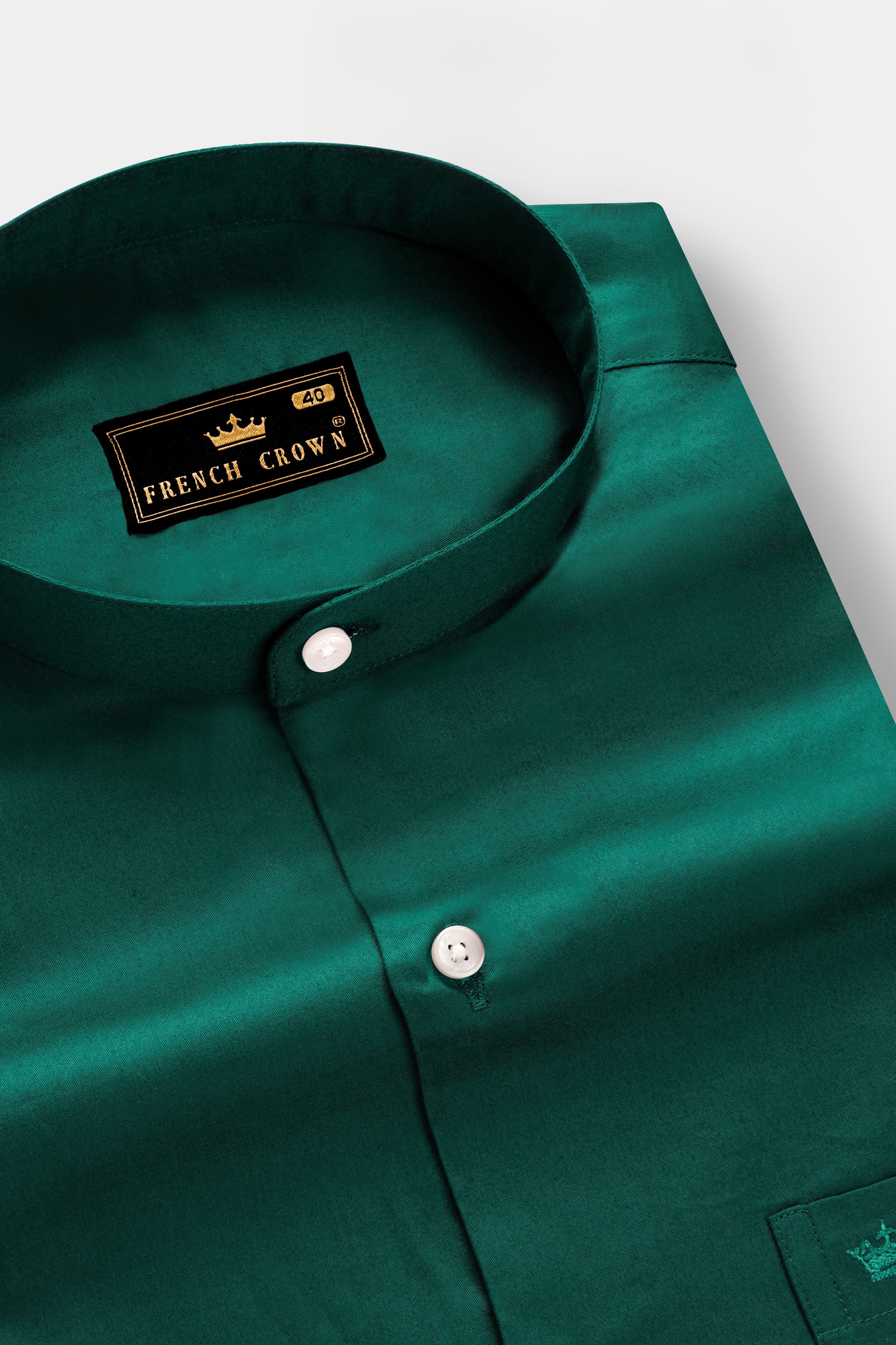 Mystic Grove-Everglade Green Solid Subtle Sheen Super Soft Premium Cotton Semi Formal Mandarin Collar Shirt 13614-M-38, 13614-M-H-38, 13614-M-39, 13614-M-H-39, 13614-M-40, 13614-M-H-40, 13614-M-42, 13614-M-H-42, 13614-M-44, 13614-M-H-44, 13614-M-46, 13614-M-H-46, 13614-M-48, 13614-M-H-48, 13614-M-50, 13614-M-H-50, 13614-M-52, 13614-M-H-52