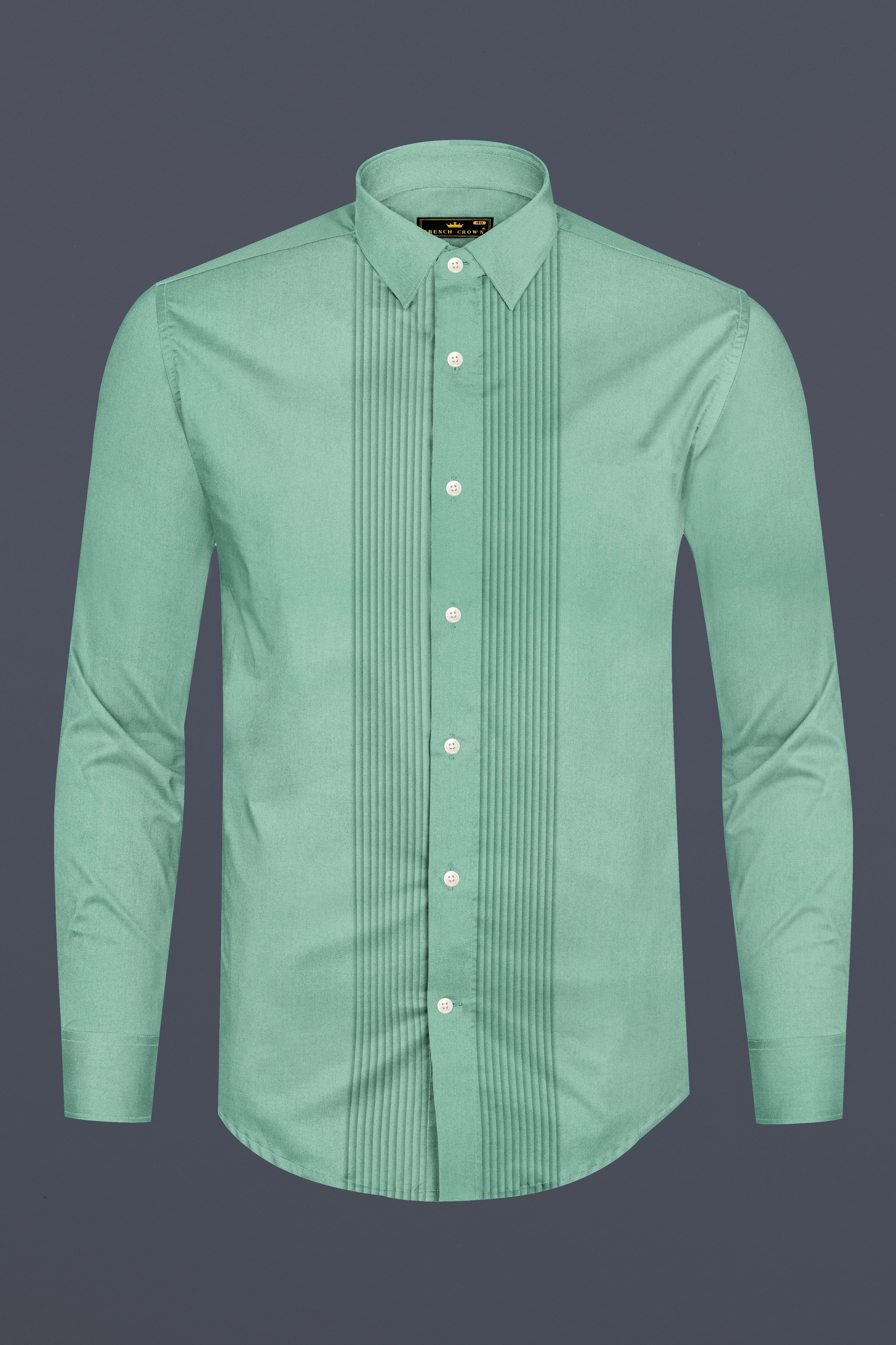Emerald Charm-Oxley Green Solid Subtle Sheen Super Soft Premium Cotton Tuxedo Shirt 13618-TXD-38, 13618-TXD-H-38, 13618-TXD-39, 13618-TXD-H-39, 13618-TXD-40, 13618-TXD-H-40, 13618-TXD-42, 13618-TXD-H-42, 13618-TXD-44, 13618-TXD-H-44, 13618-TXD-46, 13618-TXD-H-46, 13618-TXD-48, 13618-TXD-H-48, 13618-TXD-50, 13618-TXD-H-50, 13618-TXD-52, 13618-TXD-H-52
