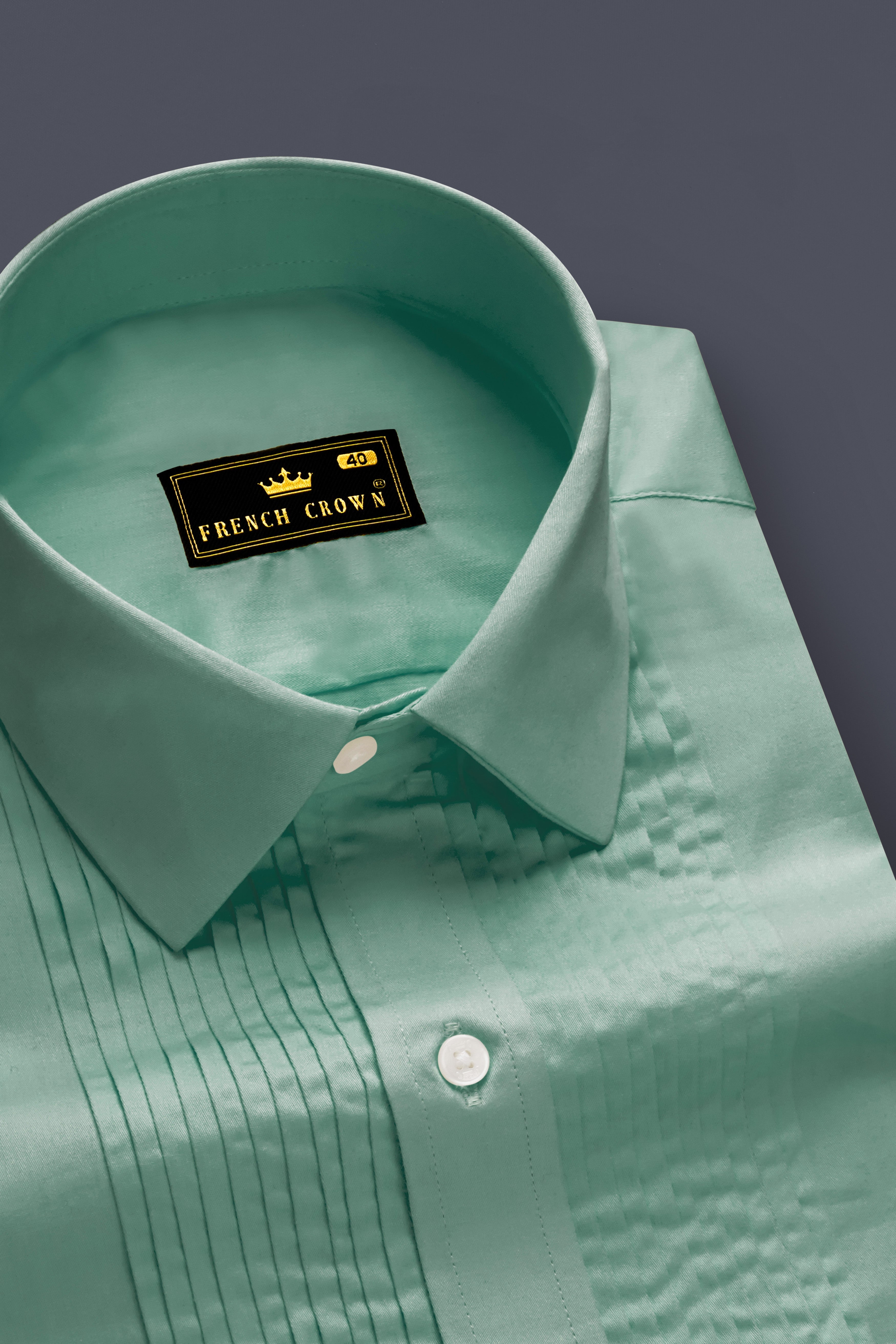 Emerald Charm-Oxley Green Solid Subtle Sheen Super Soft Premium Cotton Tuxedo Shirt 13618-TXD-38, 13618-TXD-H-38, 13618-TXD-39, 13618-TXD-H-39, 13618-TXD-40, 13618-TXD-H-40, 13618-TXD-42, 13618-TXD-H-42, 13618-TXD-44, 13618-TXD-H-44, 13618-TXD-46, 13618-TXD-H-46, 13618-TXD-48, 13618-TXD-H-48, 13618-TXD-50, 13618-TXD-H-50, 13618-TXD-52, 13618-TXD-H-52