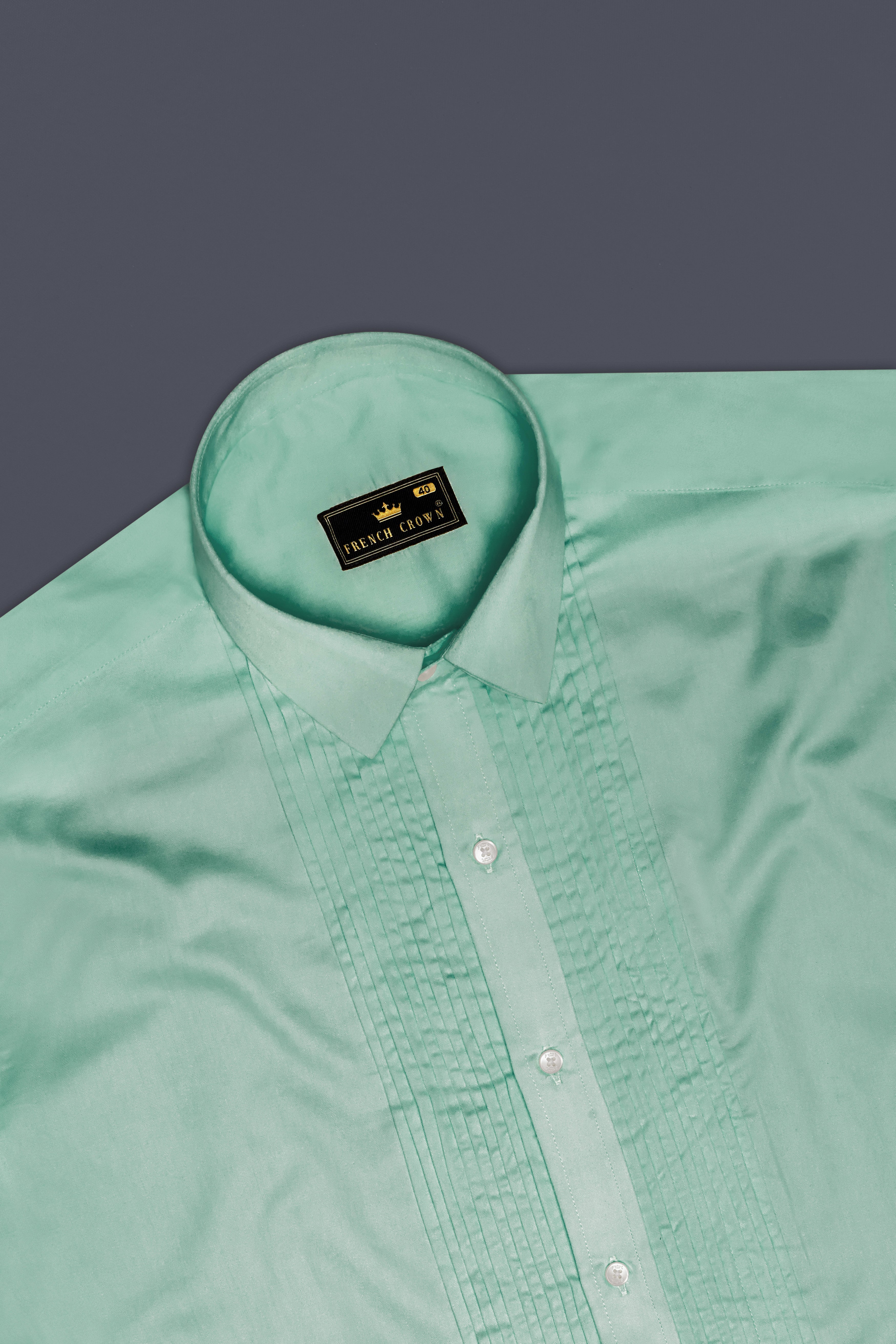 Emerald Charm-Oxley Green Solid Subtle Sheen Super Soft Premium Cotton Tuxedo Shirt 13618-TXD-38, 13618-TXD-H-38, 13618-TXD-39, 13618-TXD-H-39, 13618-TXD-40, 13618-TXD-H-40, 13618-TXD-42, 13618-TXD-H-42, 13618-TXD-44, 13618-TXD-H-44, 13618-TXD-46, 13618-TXD-H-46, 13618-TXD-48, 13618-TXD-H-48, 13618-TXD-50, 13618-TXD-H-50, 13618-TXD-52, 13618-TXD-H-52