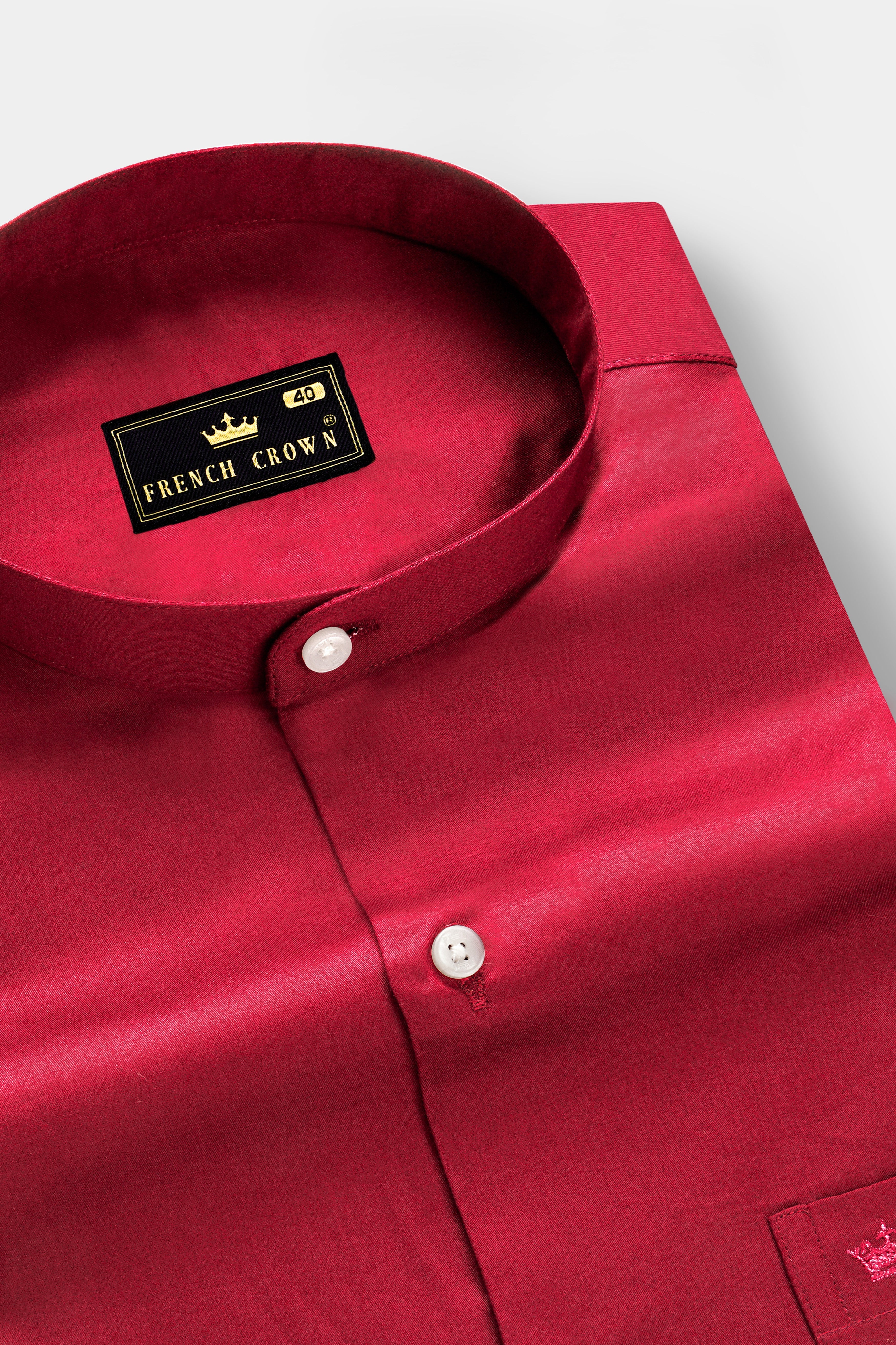 Venetian Rouge-Cardinal Red Subtle Sheen Super Soft Premium Cotton Semi Formal Mandarin Collar Shirt 13638-M-38, 13638-M-H-38, 13638-M-39, 13638-M-H-39, 13638-M-40, 13638-M-H-40, 13638-M-42, 13638-M-H-42, 13638-M-44, 13638-M-H-44, 13638-M-46, 13638-M-H-46, 13638-M-48, 13638-M-H-48, 13638-M-50, 13638-M-H-50, 13638-M-52, 13638-M-H-52