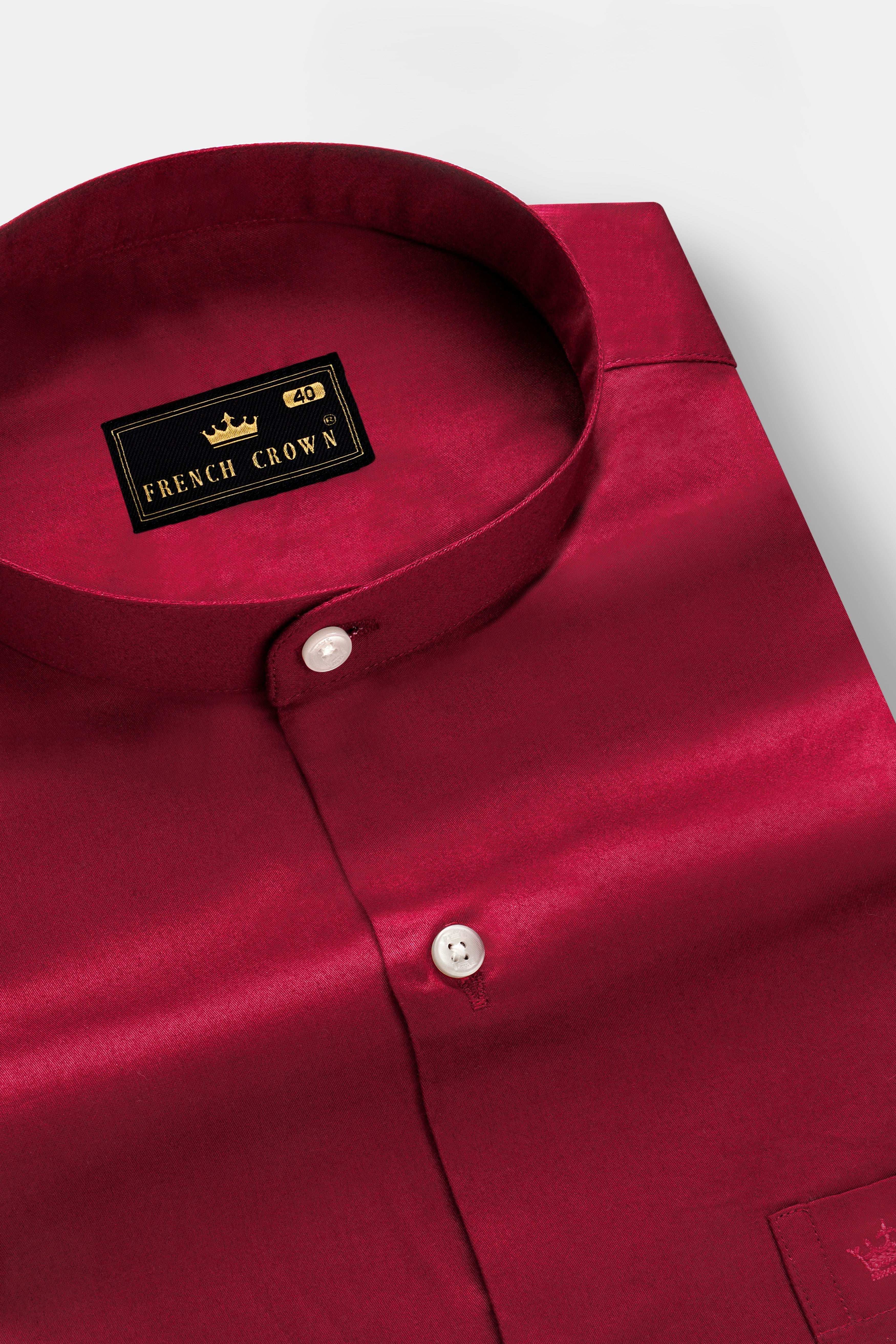 Majestic Ruby-Venetian Red Solid Subtle Sheen Super Soft Premium Cotton Semi Formal Mandarin Collar Shirt 13641-M-38, 13641-M-H-38, 13641-M-39, 13641-M-H-39, 13641-M-40, 13641-M-H-40, 13641-M-42, 13641-M-H-42, 13641-M-44, 13641-M-H-44, 13641-M-46, 13641-M-H-46, 13641-M-48, 13641-M-H-48, 13641-M-50, 13641-M-H-50, 13641-M-52, 13641-M-H-52
