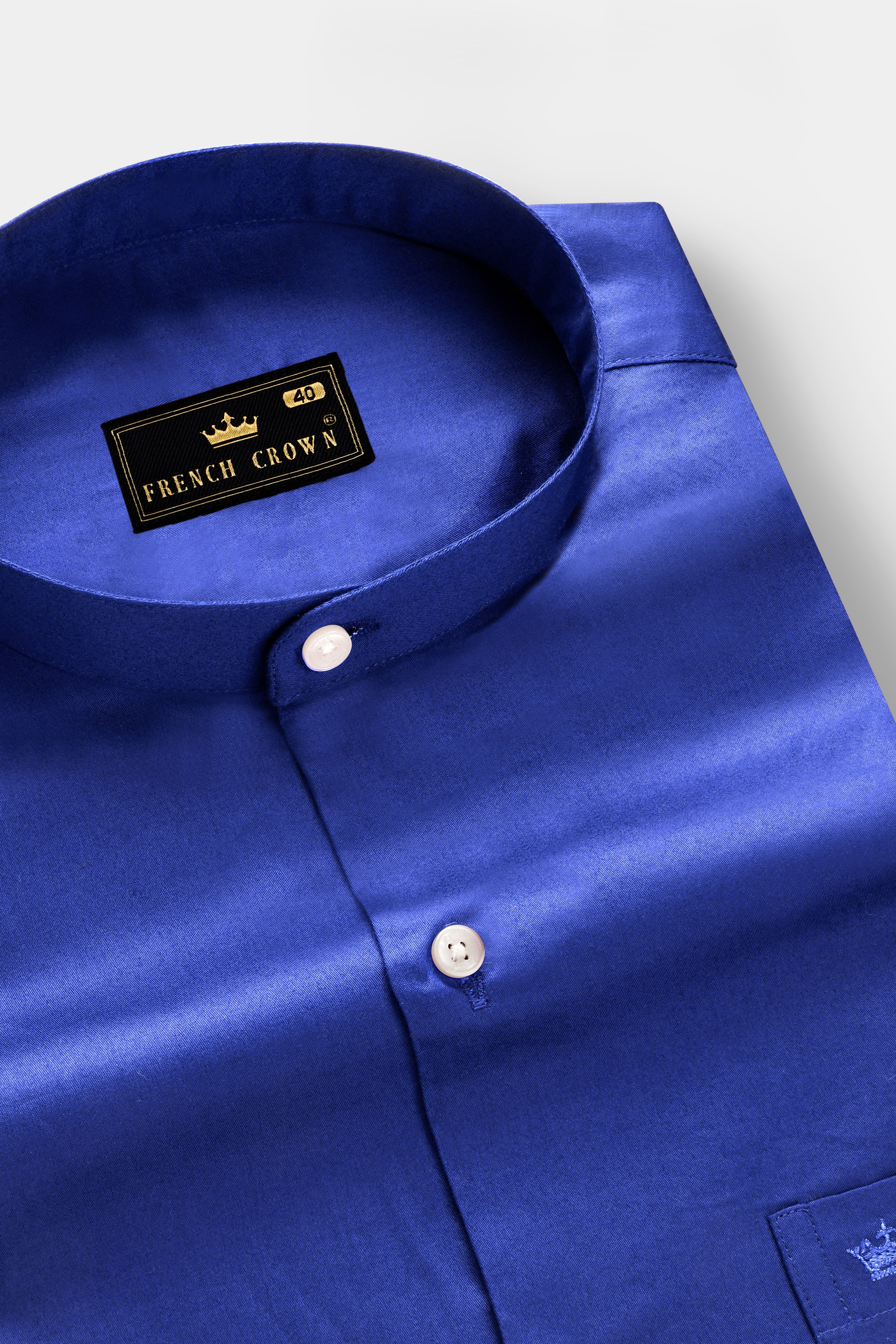 indigo blue-Catalina Solid Subtle Sheen Super Soft Premium Cotton Semi Formal Mandarin Collar Shirt 13647-M-38, 13647-M-H-38, 13647-M-39, 13647-M-H-39, 13647-M-40, 13647-M-H-40, 13647-M-42, 13647-M-H-42, 13647-M-44, 13647-M-H-44, 13647-M-46, 13647-M-H-46, 13647-M-48, 13647-M-H-48, 13647-M-50, 13647-M-H-50, 13647-M-52, 13647-M-H-52