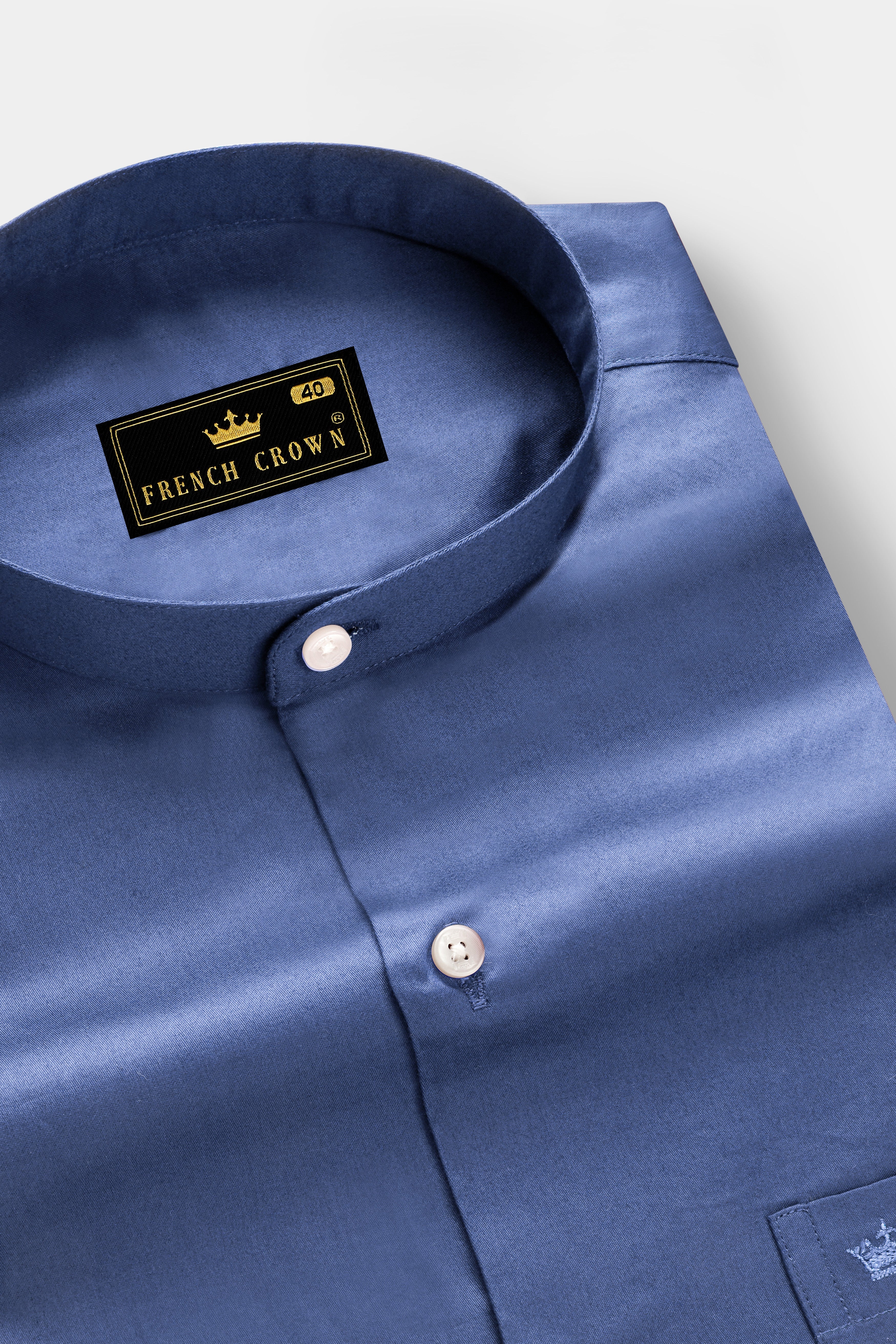 Tidepool-Glaucous Blue Subtle Sheen Super Soft Premium Cotton Semi Formal Mandarin Collar Shirt 13651-M-38, 13651-M-H-38, 13651-M-39, 13651-M-H-39, 13651-M-40, 13651-M-H-40, 13651-M-42, 13651-M-H-42, 13651-M-44, 13651-M-H-44, 13651-M-46, 13651-M-H-46, 13651-M-48, 13651-M-H-48, 13651-M-50, 13651-M-H-50, 13651-M-52, 13651-M-H-52
