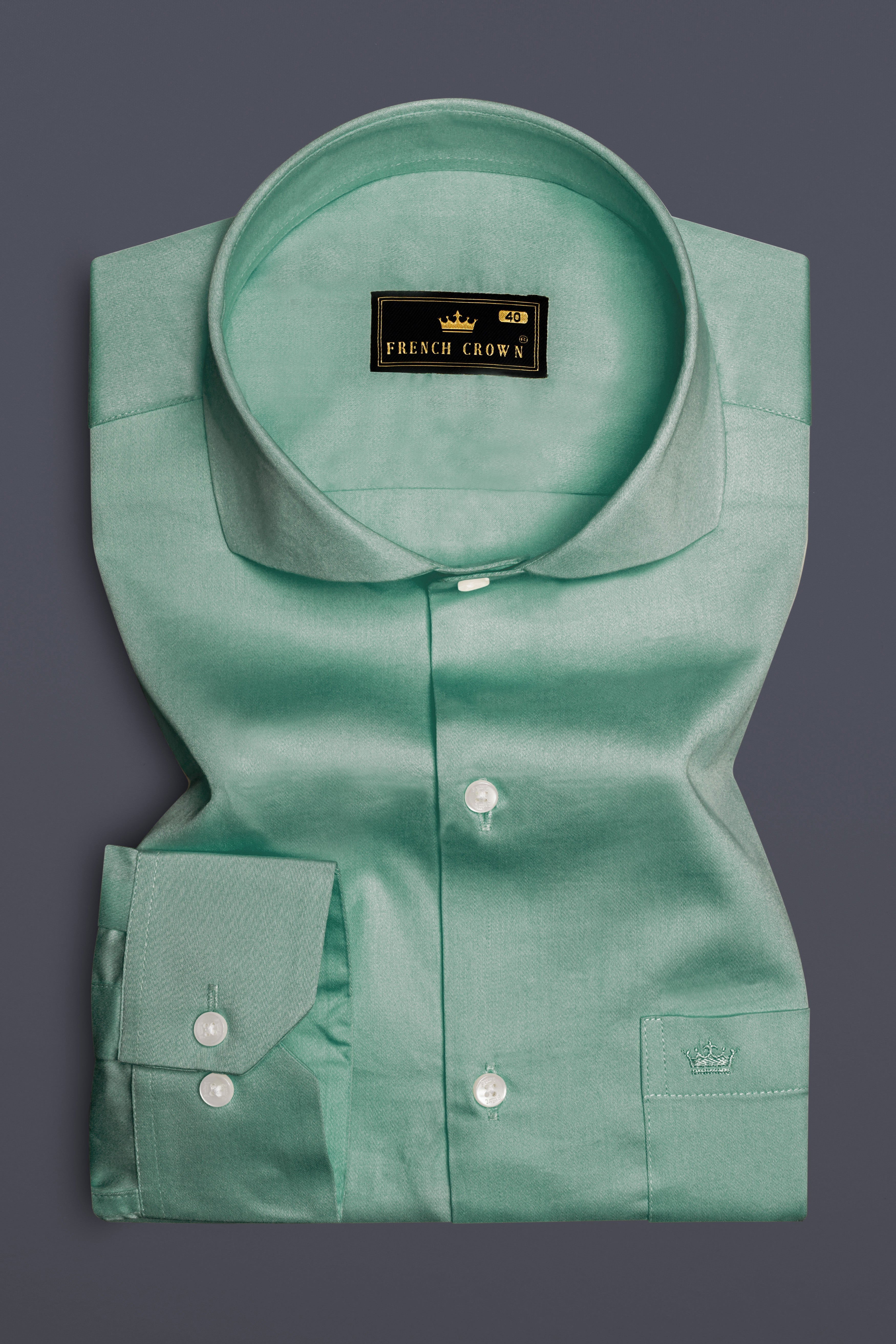 Emerald Charm-Oxley Green Solid Subtle Sheen Super Soft Premium Cotton Cut Away Collar Dress Shirt 13652-CA-38, 13652-CA-H-38, 13652-CA-39, 13652-CA-H-39, 13652-CA-40, 13652-CA-H-40, 13652-CA-42, 13652-CA-H-42, 13652-CA-44, 13652-CA-H-44, 13652-CA-46, 13652-CA-H-46, 13652-CA-48, 13652-CA-H-48, 13652-CA-50, 13652-CA-H-50, 13652-CA-52, 13652-CA-H-52