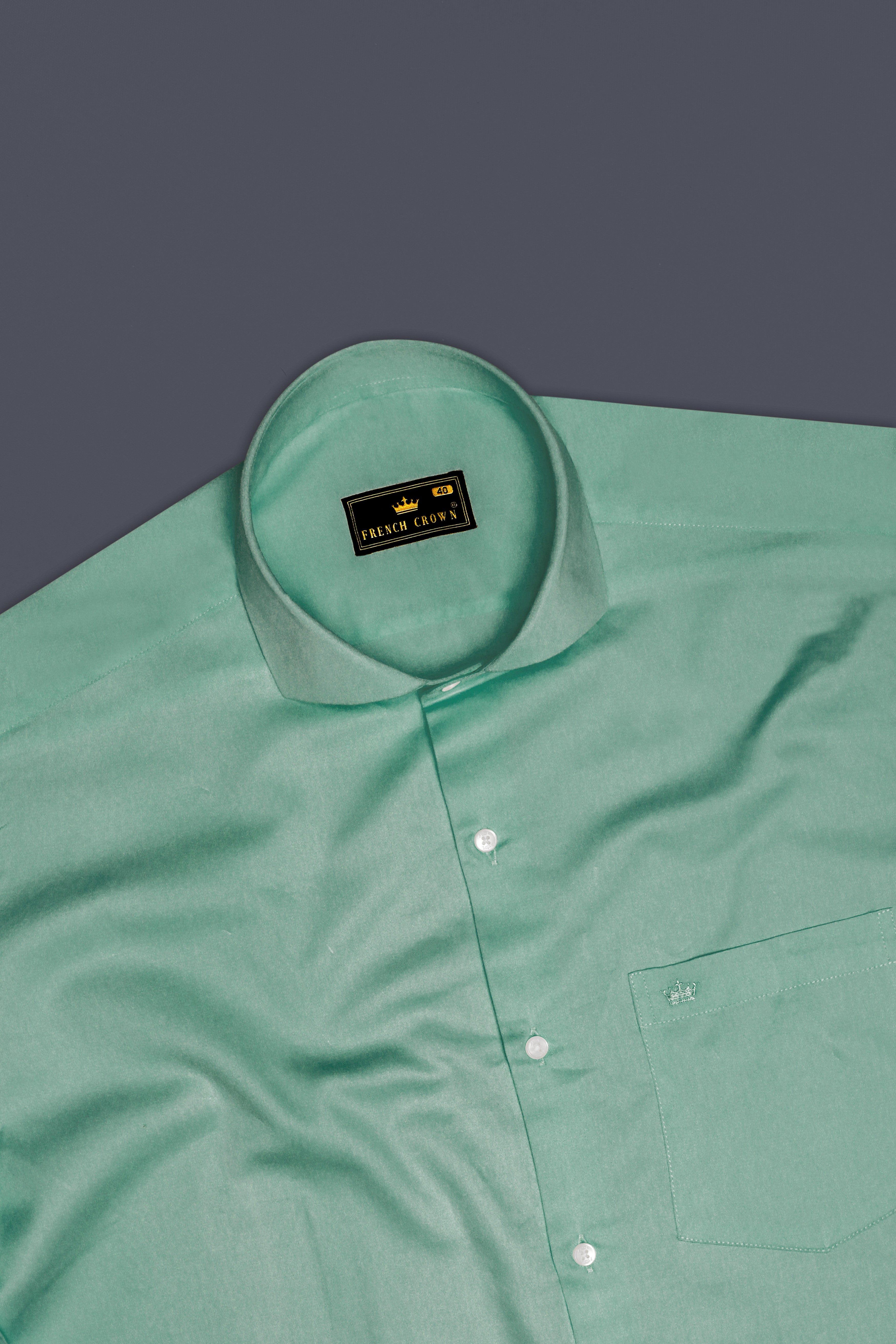 Emerald Charm-Oxley Green Solid Subtle Sheen Super Soft Premium Cotton Cut Away Collar Dress Shirt 13652-CA-38, 13652-CA-H-38, 13652-CA-39, 13652-CA-H-39, 13652-CA-40, 13652-CA-H-40, 13652-CA-42, 13652-CA-H-42, 13652-CA-44, 13652-CA-H-44, 13652-CA-46, 13652-CA-H-46, 13652-CA-48, 13652-CA-H-48, 13652-CA-50, 13652-CA-H-50, 13652-CA-52, 13652-CA-H-52