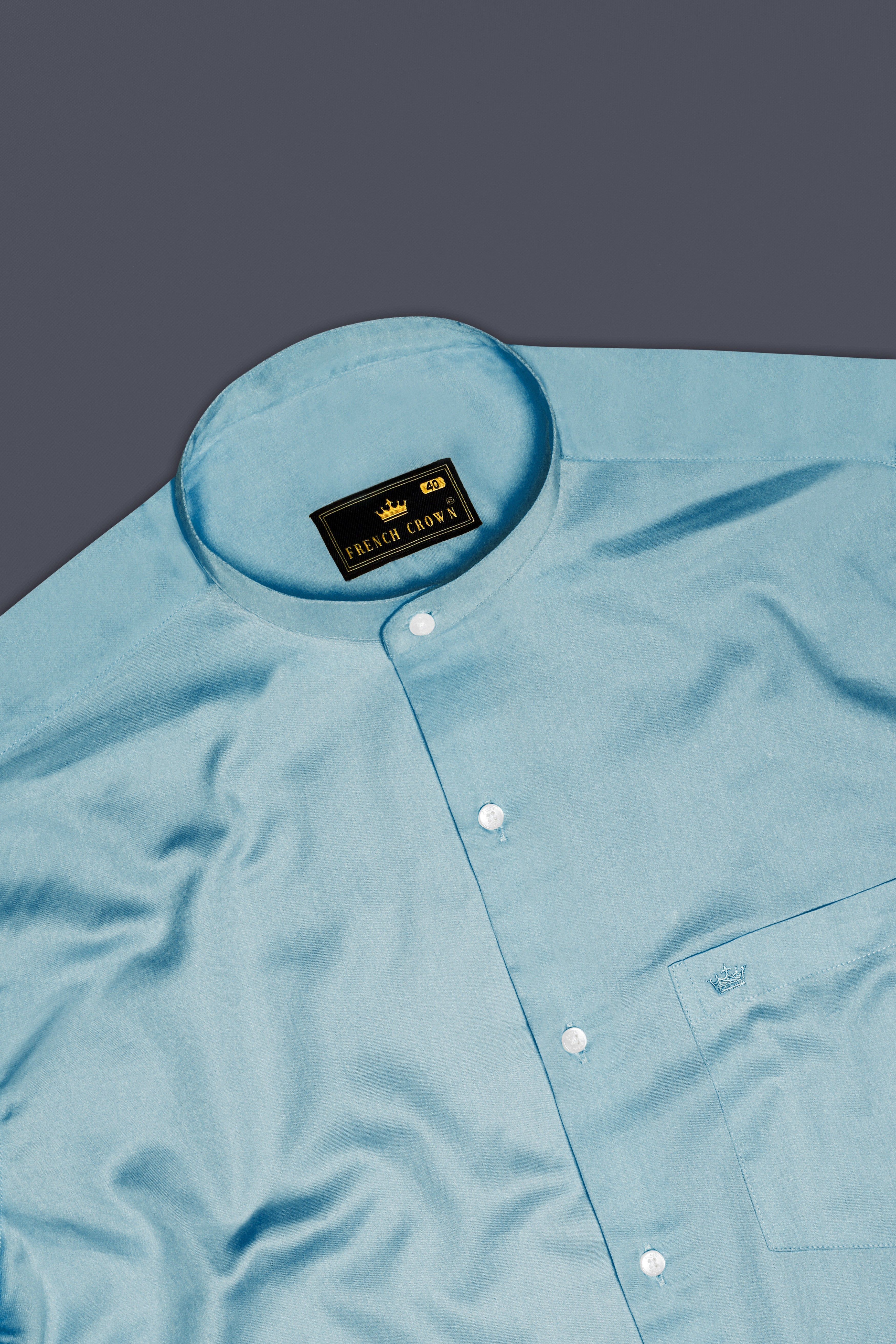 Azure Mist-Cyan Opaque Blue Subtle Sheen Super Soft Premium Cotton Semi Formal Mandarin Collar Shirt 13653-M-38, 13653-M-H-38, 13653-M-39, 13653-M-H-39, 13653-M-40, 13653-M-H-40, 13653-M-42, 13653-M-H-42, 13653-M-44, 13653-M-H-44, 13653-M-46, 13653-M-H-46, 13653-M-48, 13653-M-H-48, 13653-M-50, 13653-M-H-50, 13653-M-52, 13653-M-H-52