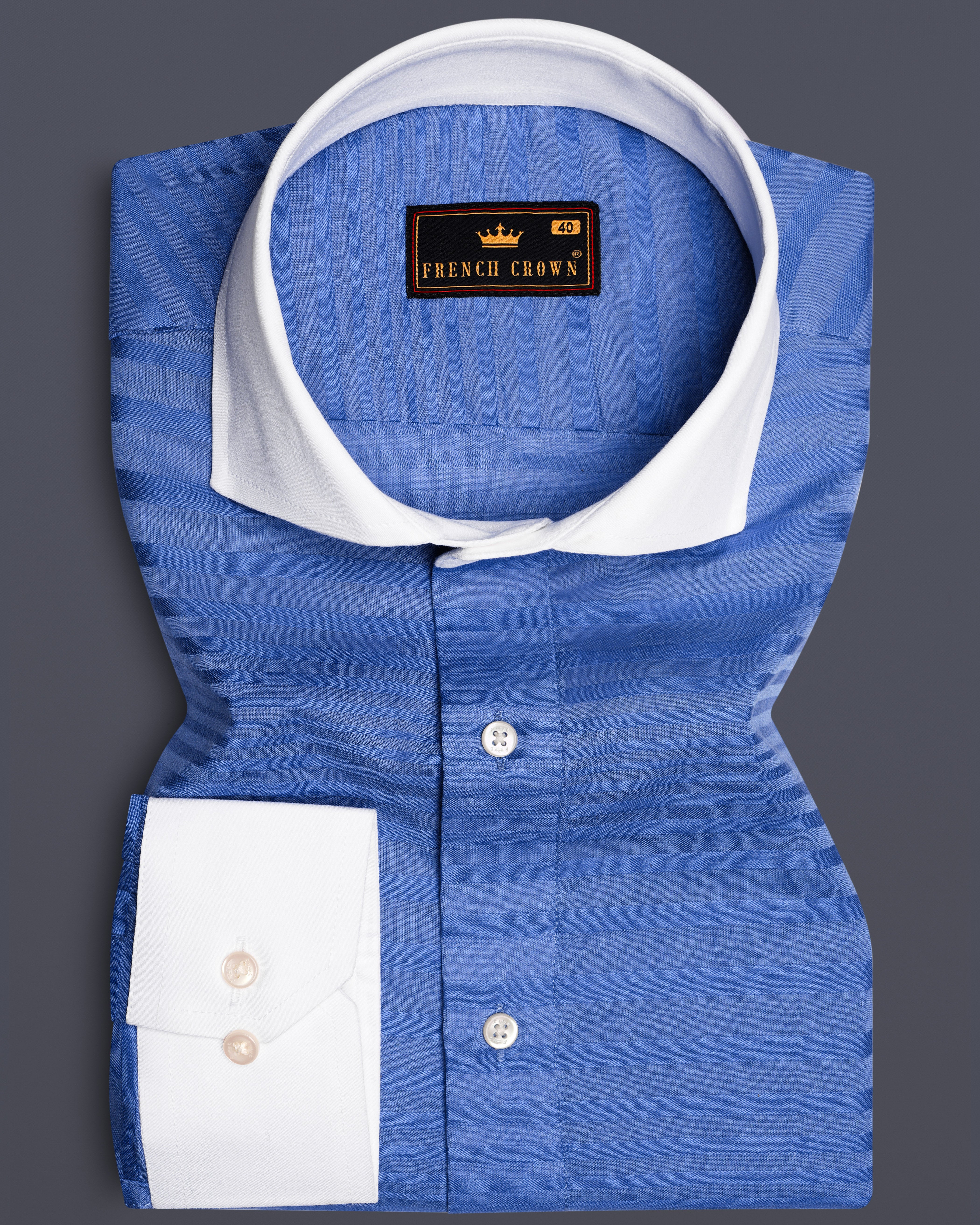 Faded Blue Jacquard Textured Premium Cotton Shirt
