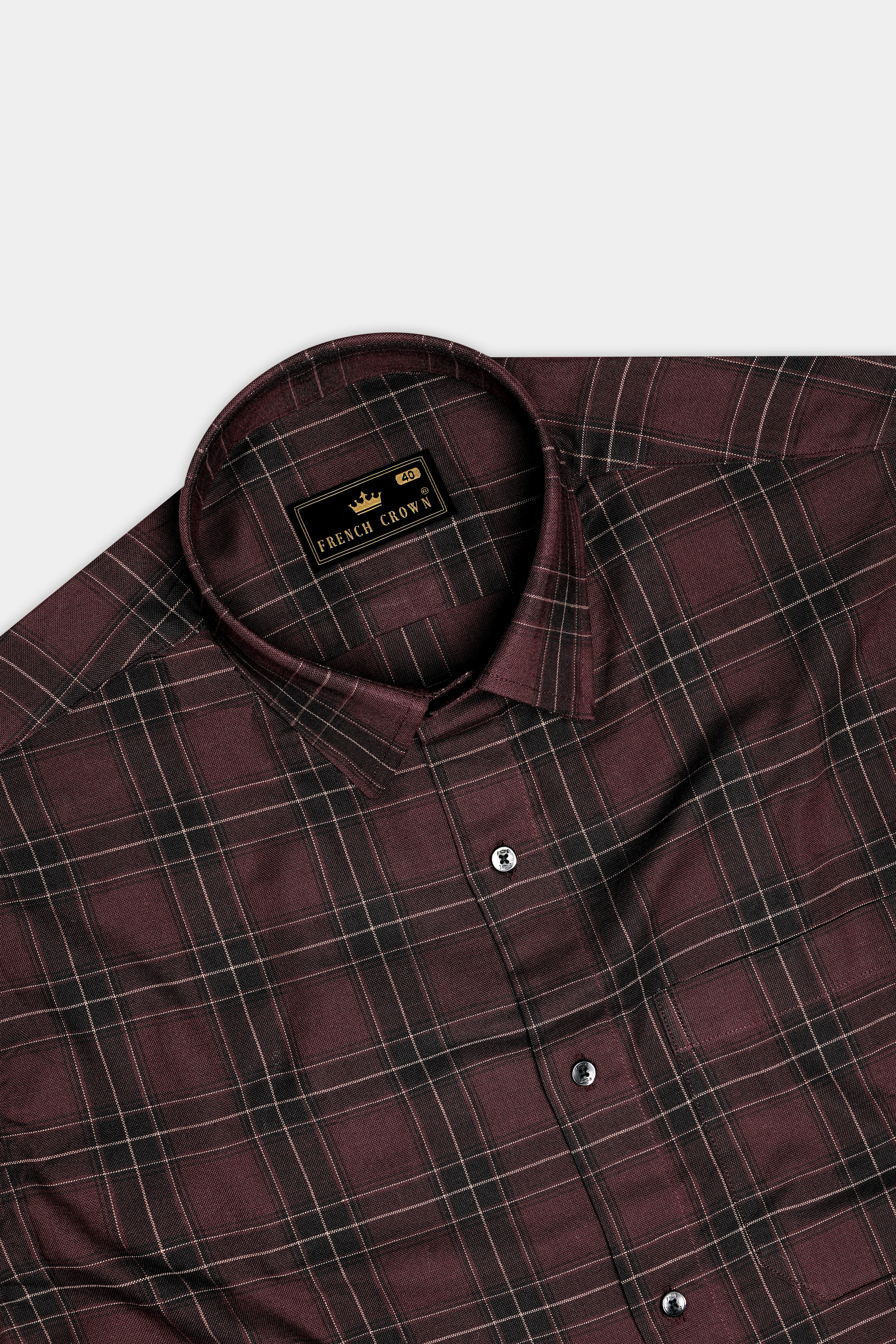 Crater Brown Checks Plaid Oxford Cotton Shirt