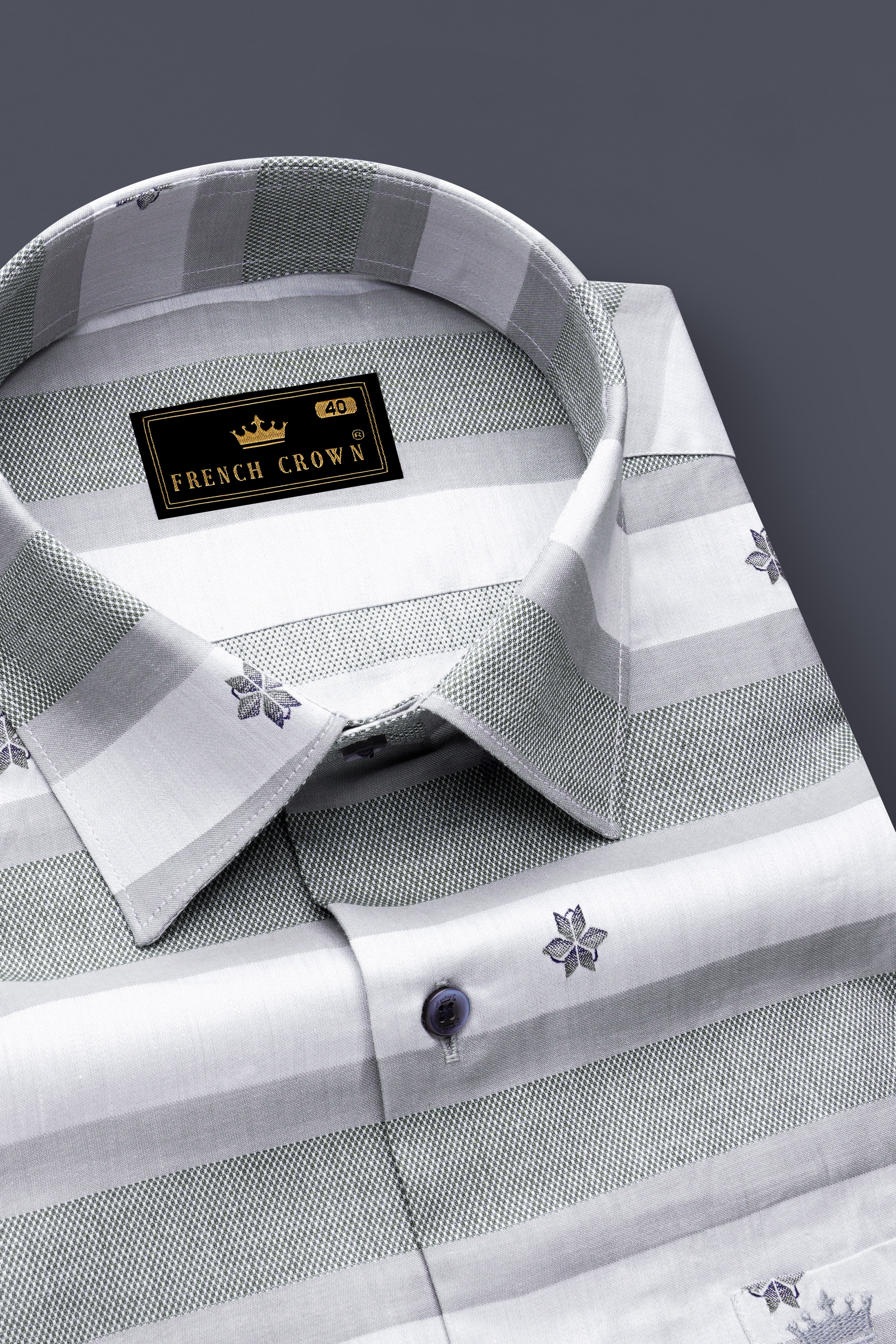 Fuscous Grey and Quil Grey Plaid Jacquard Cotton Shirt