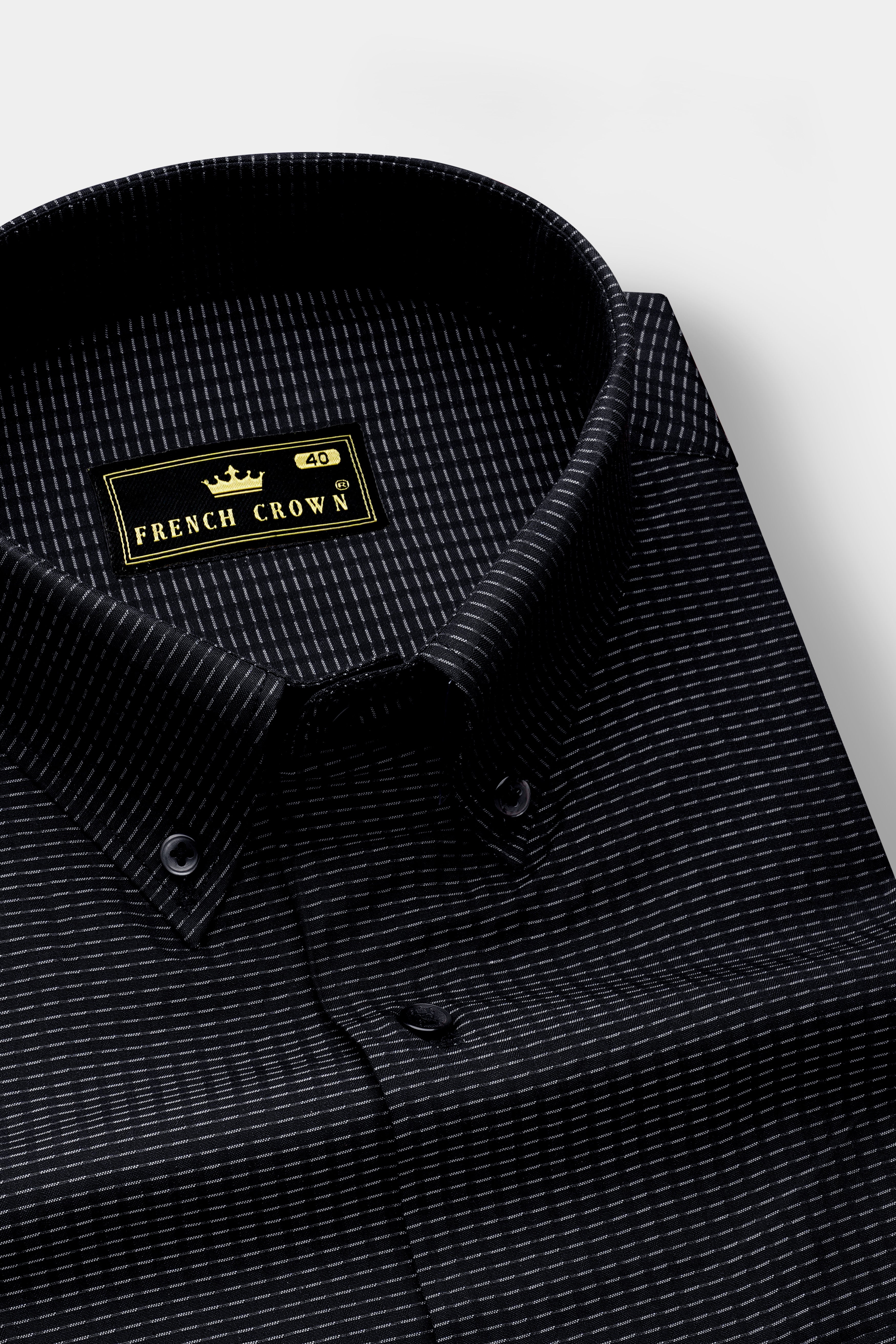 Black Textured Dobby Textured Premium Cotton Shirt