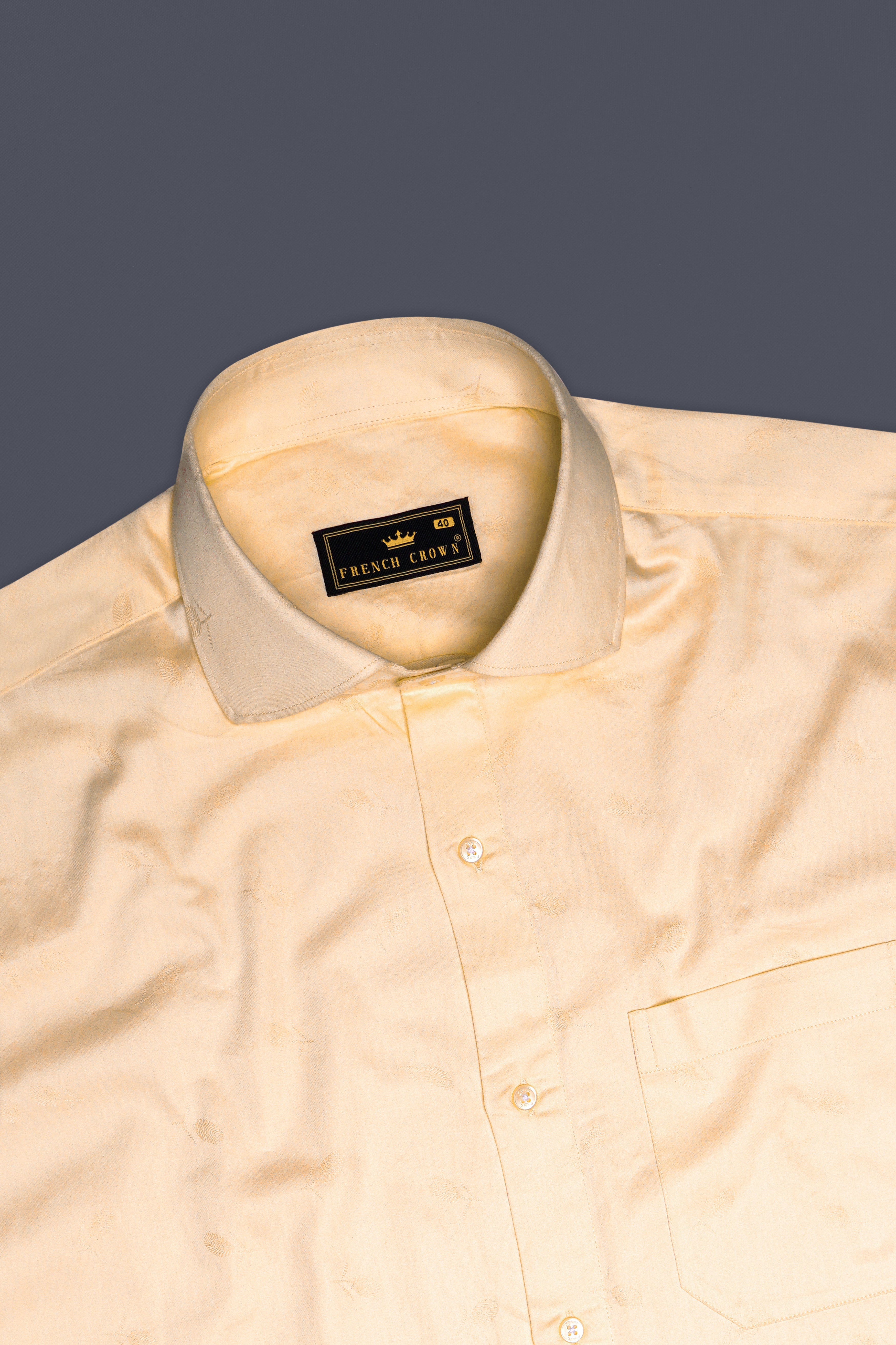 Lustiva-Pavlova Cream Jacquard Textured Premium Cotton Dress Shirt