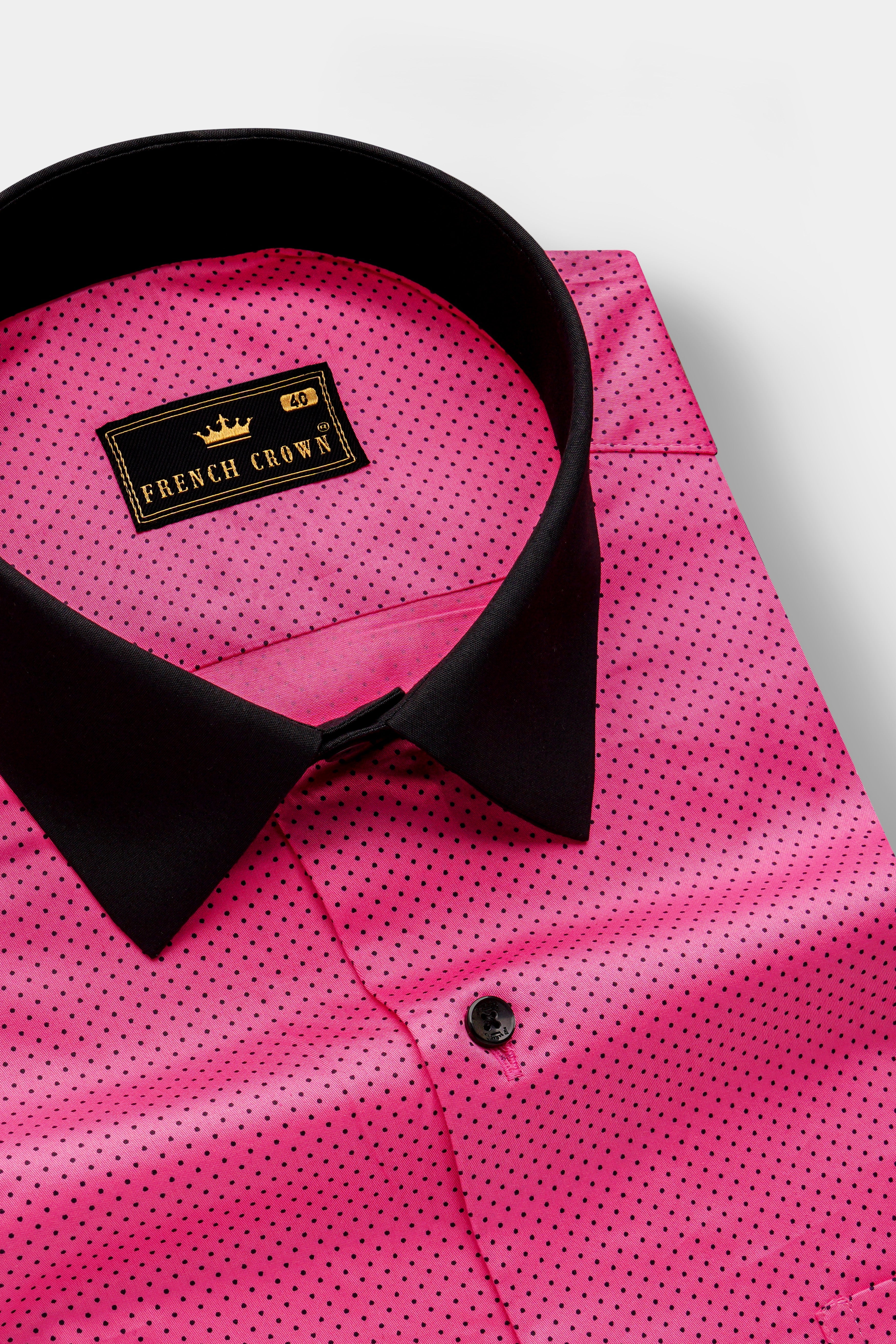 Rosisse-French Rose Dots Printed Subtle Sheen Super Soft Premium Cotton Casual Shirt