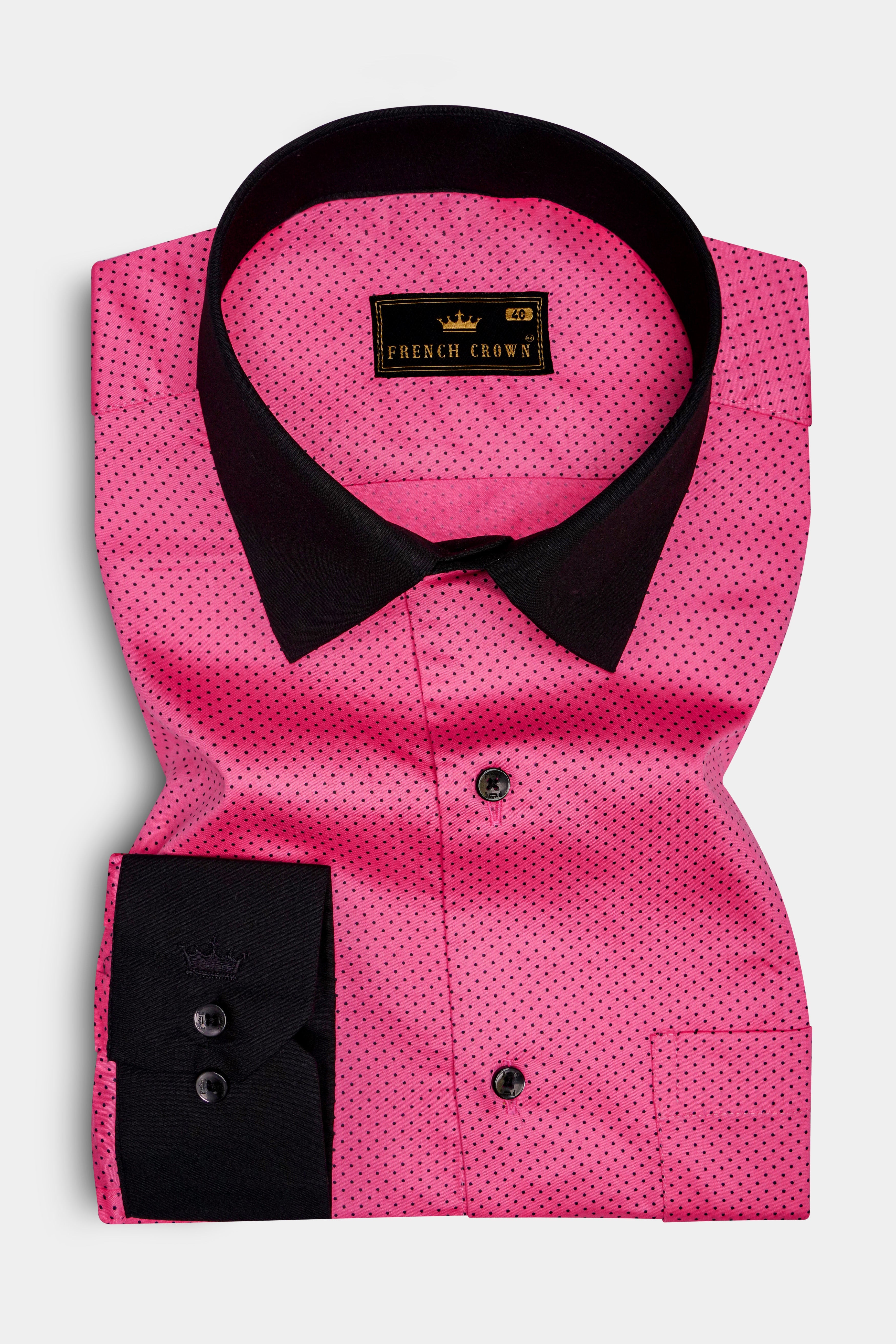 Rosisse-French Rose Dots Printed Subtle Sheen Super Soft Premium Cotton Casual Shirt