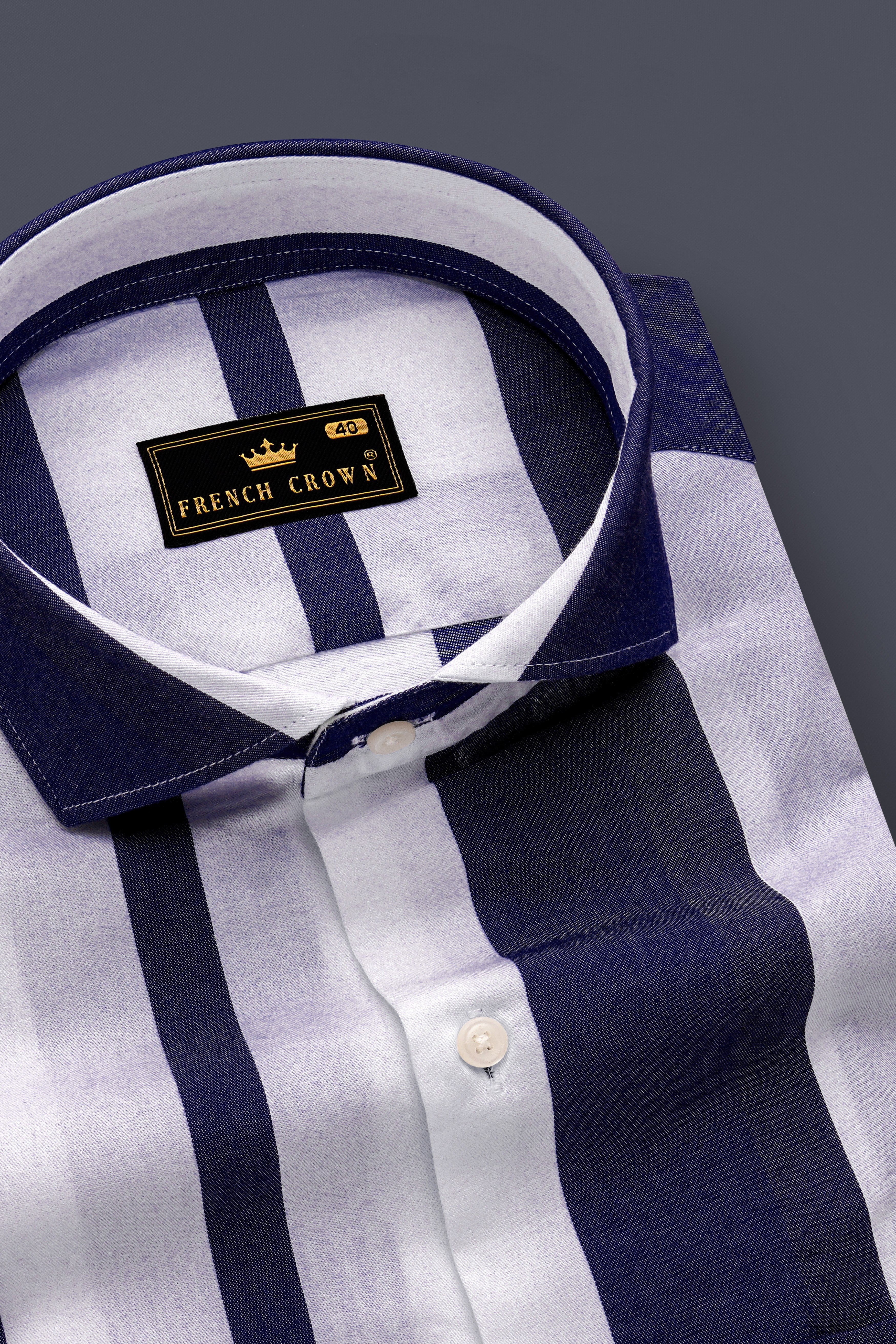 Strivaro-Haiti Blue And Bright White Striped Twill Premium Cotton Semi Formal Shirt