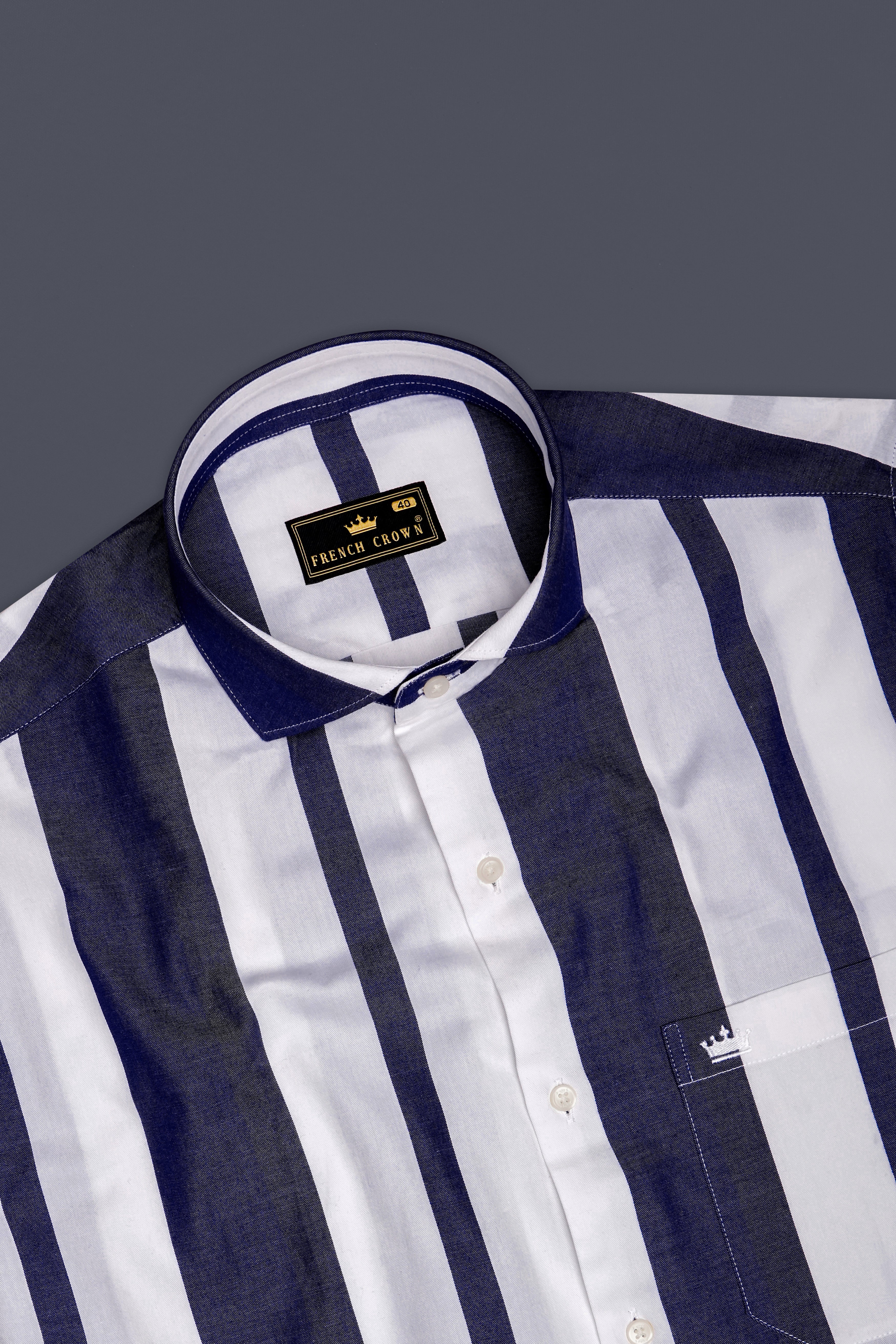 Strivaro-Haiti Blue And Bright White Striped Twill Premium Cotton Semi Formal Shirt