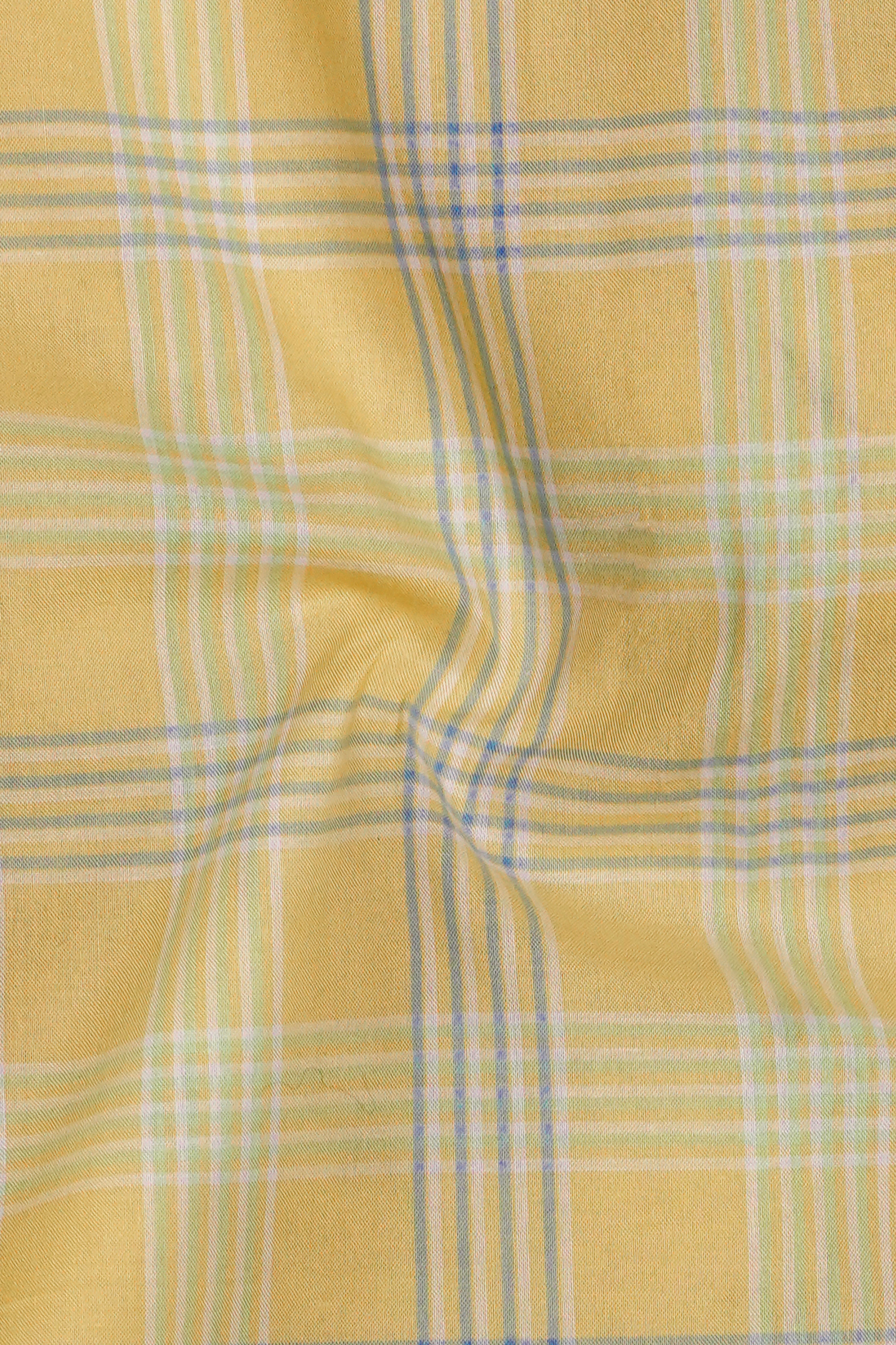 Solario-Naples Yellow Plaid Super Soft Premium Cotton Semi Formal Shirt