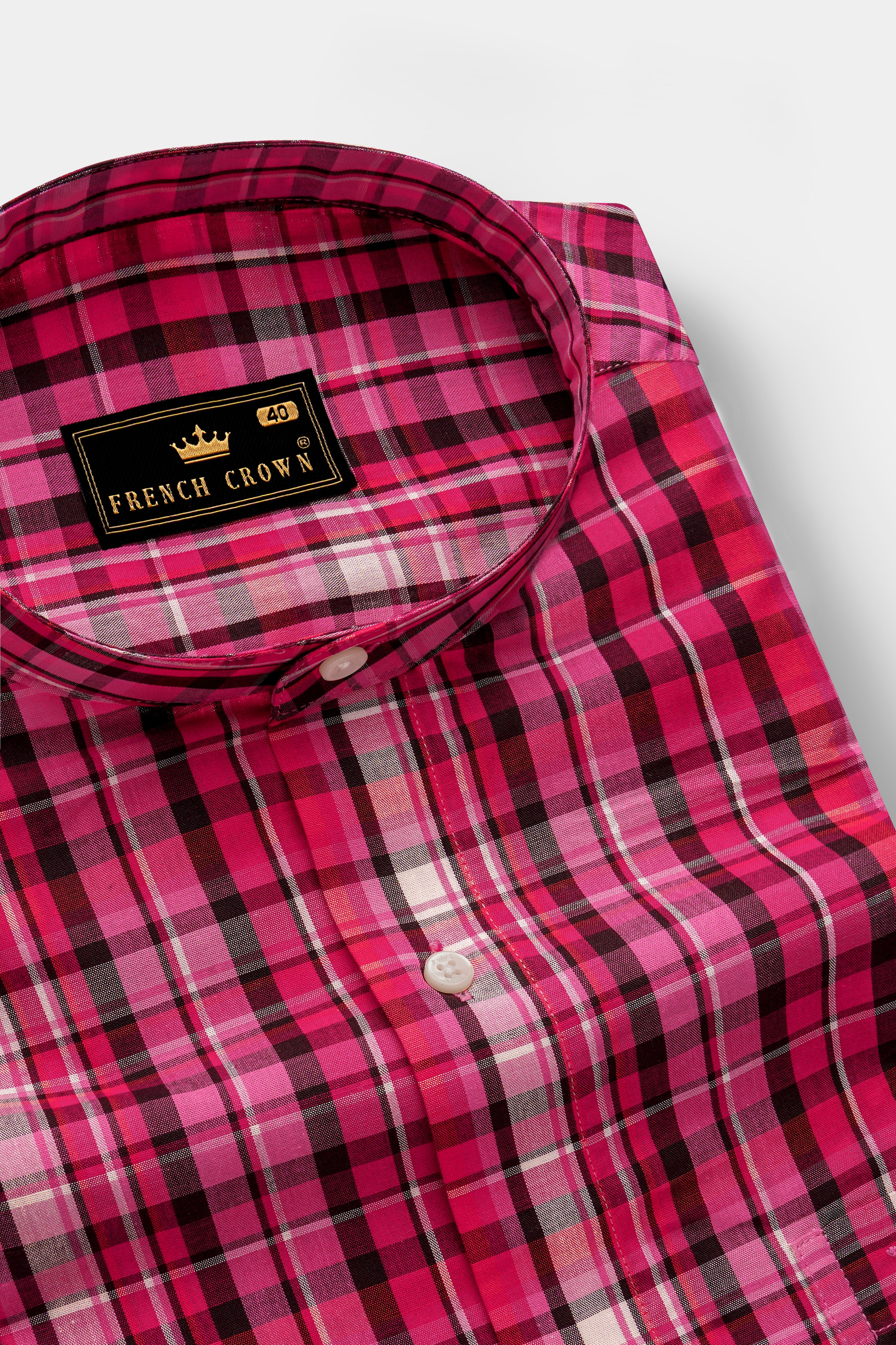 Roszic-Disco Pink Plaid Super Soft Premium Cotton Casual Shirt