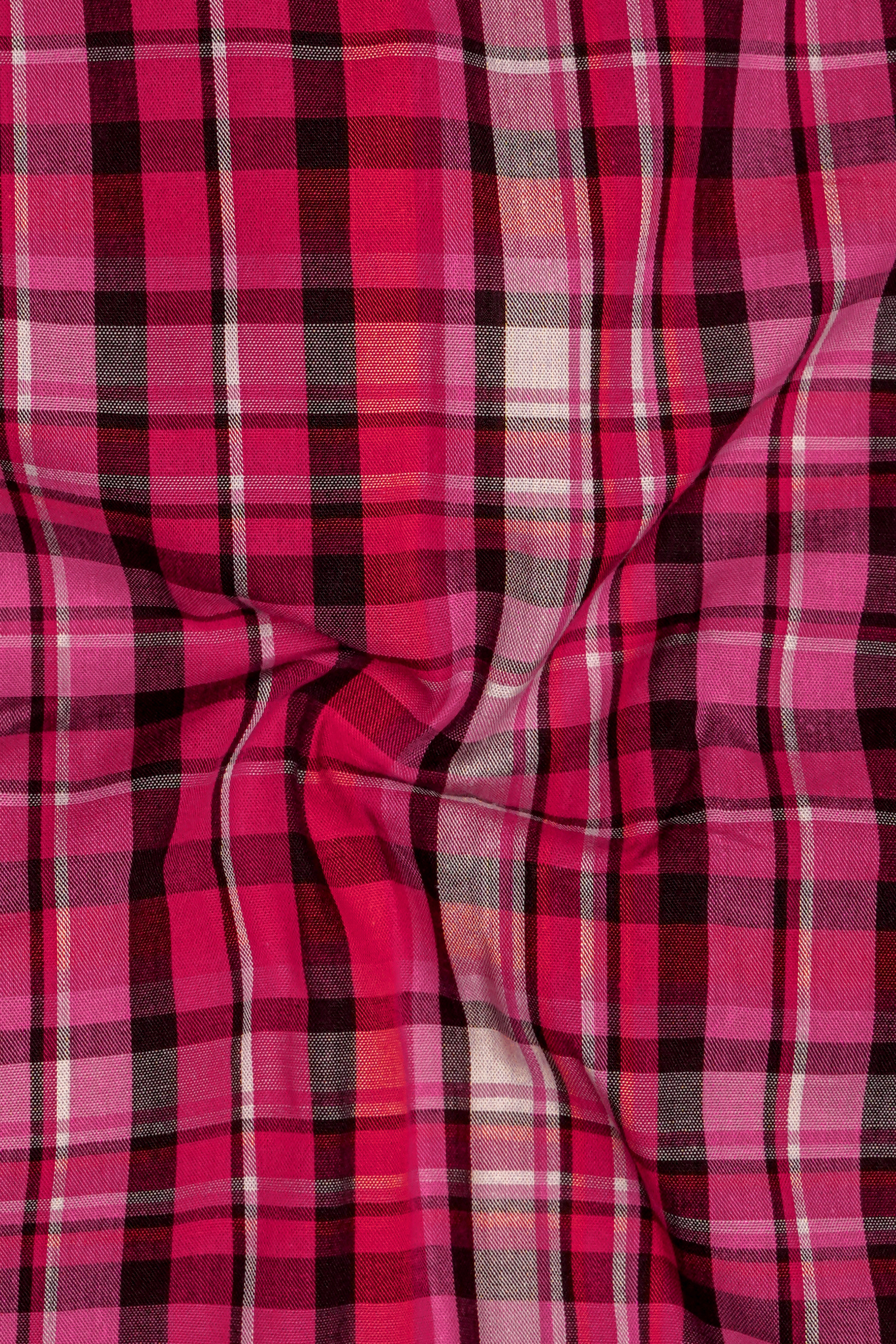 Roszic-Disco Pink Plaid Super Soft Premium Cotton Casual Shirt