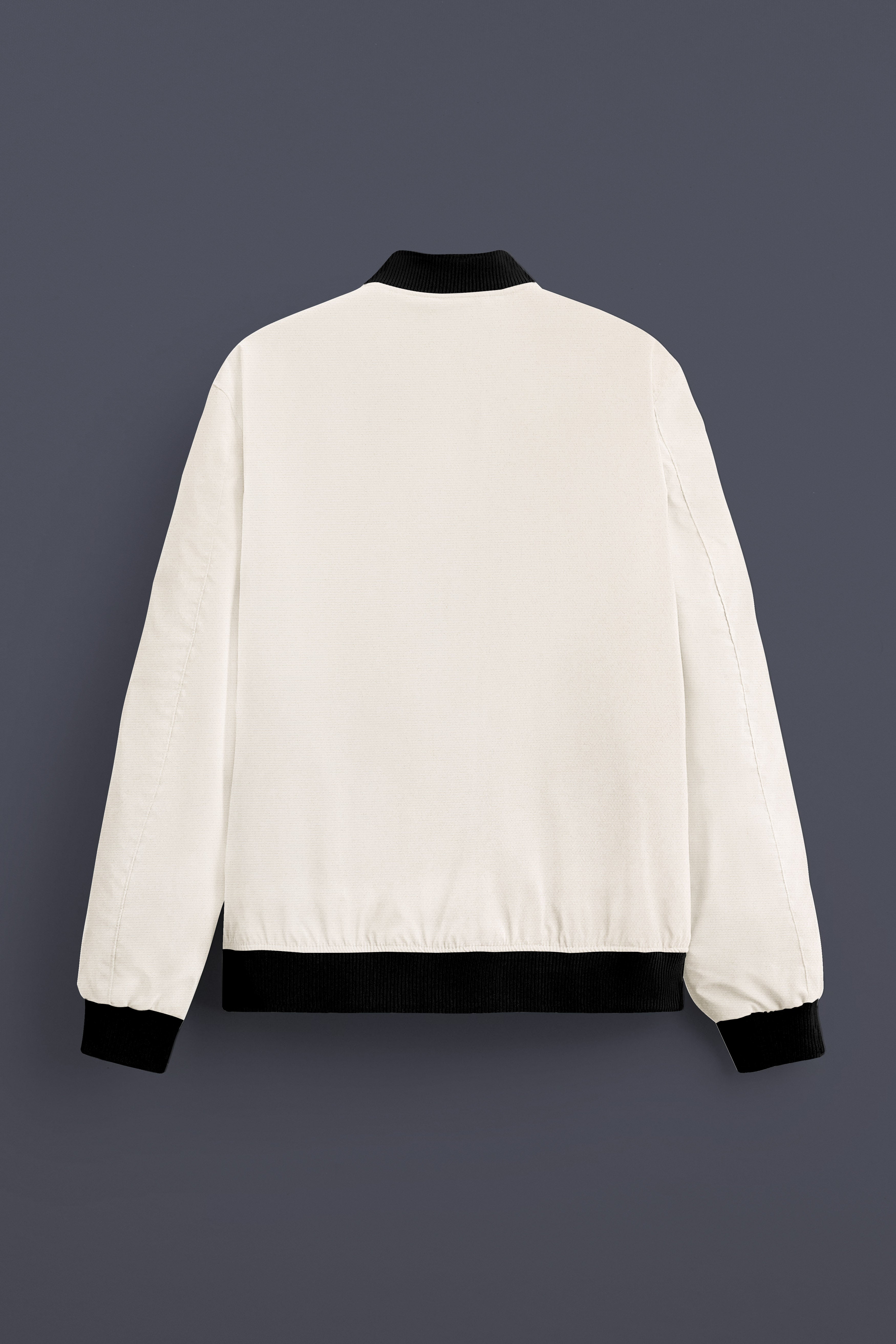 Merino Cream Solid Premium Cotton Bomber Jacket