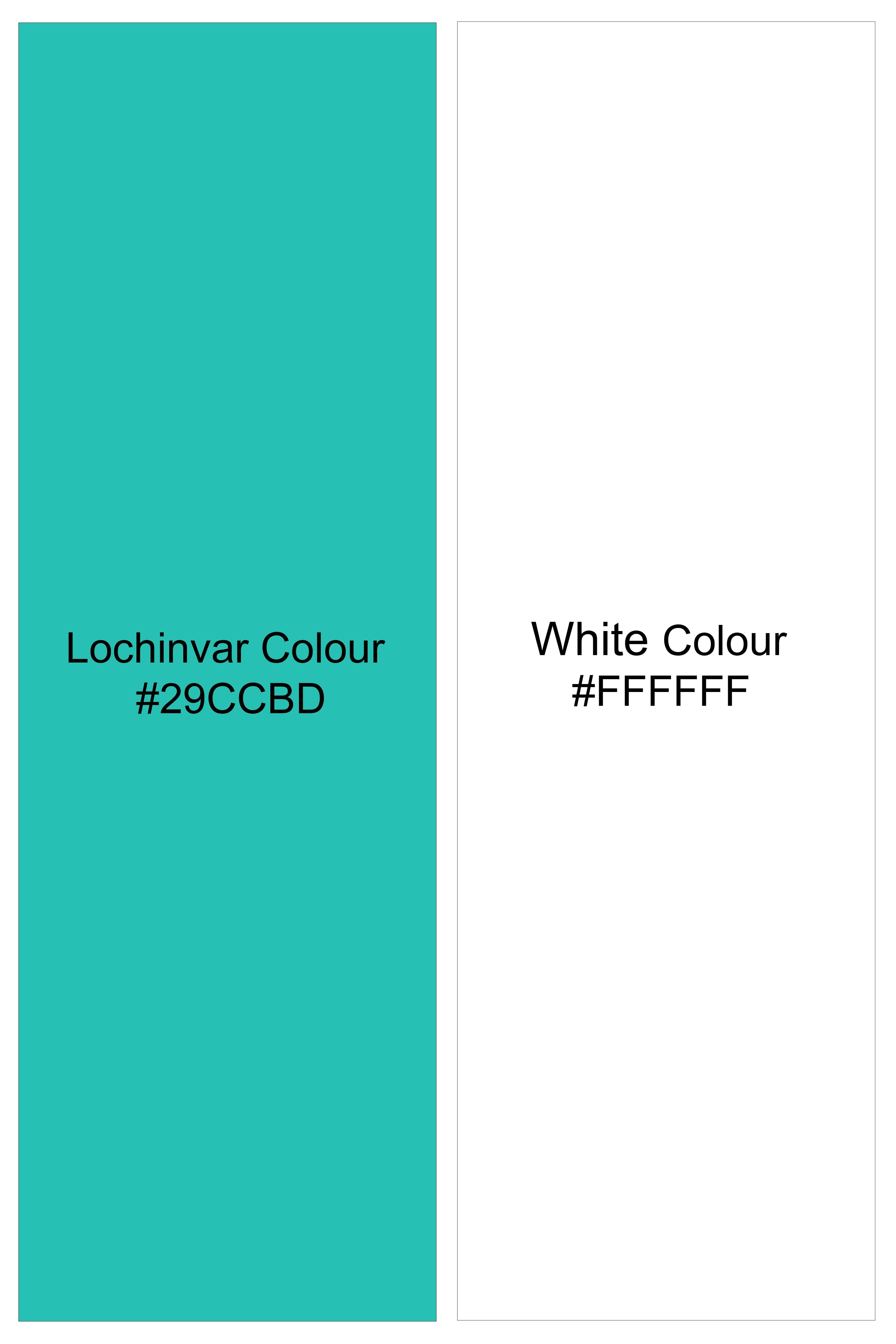 Azurelin-Lochinvar Blue And Bright White Striped Super Soft Premium Cotton Formal White Cuff Collar Shirt