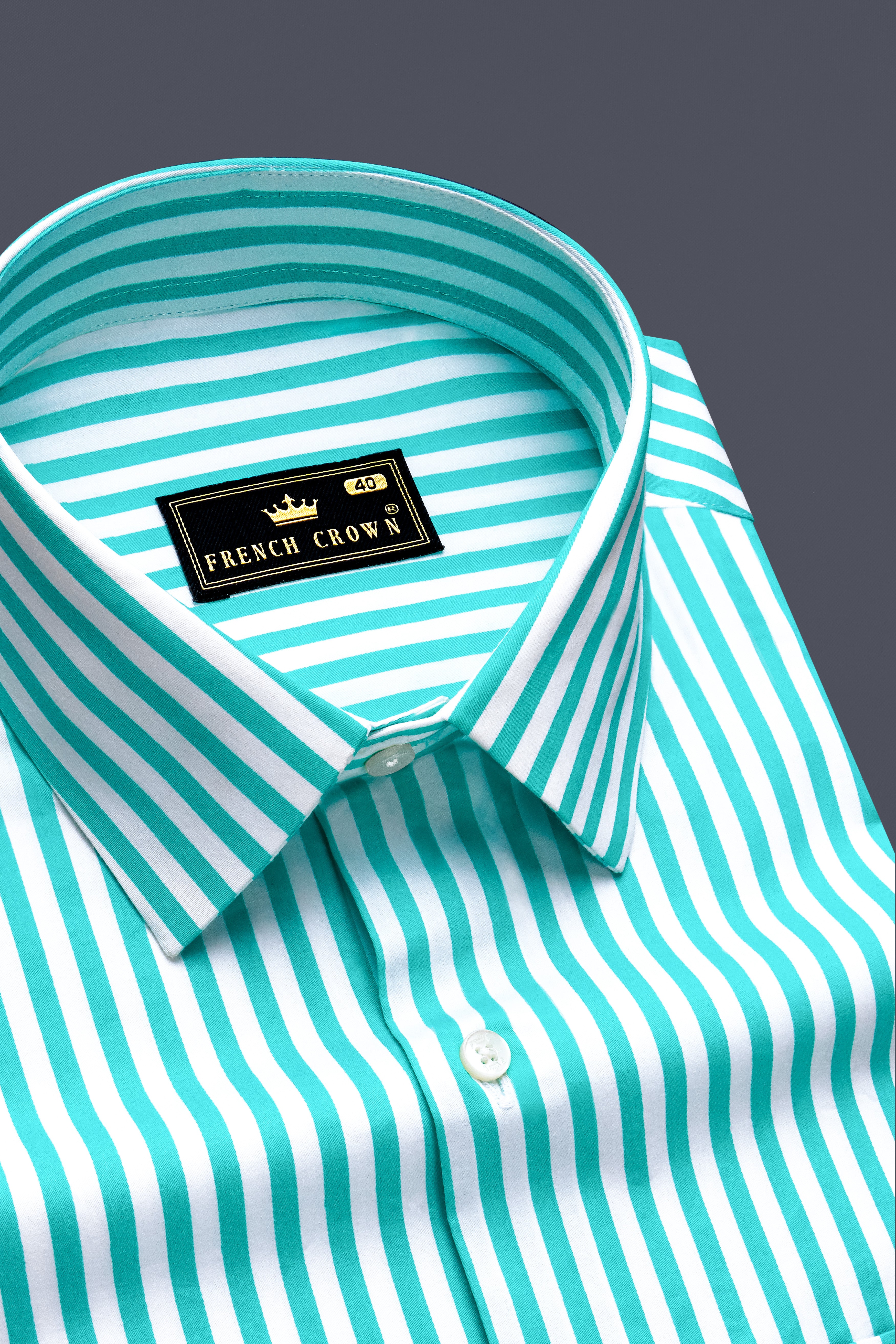 Azurelin-Lochinvar Blue And Bright White Striped Subtle Sheen Super Soft Premium Cotton Dress Shirt