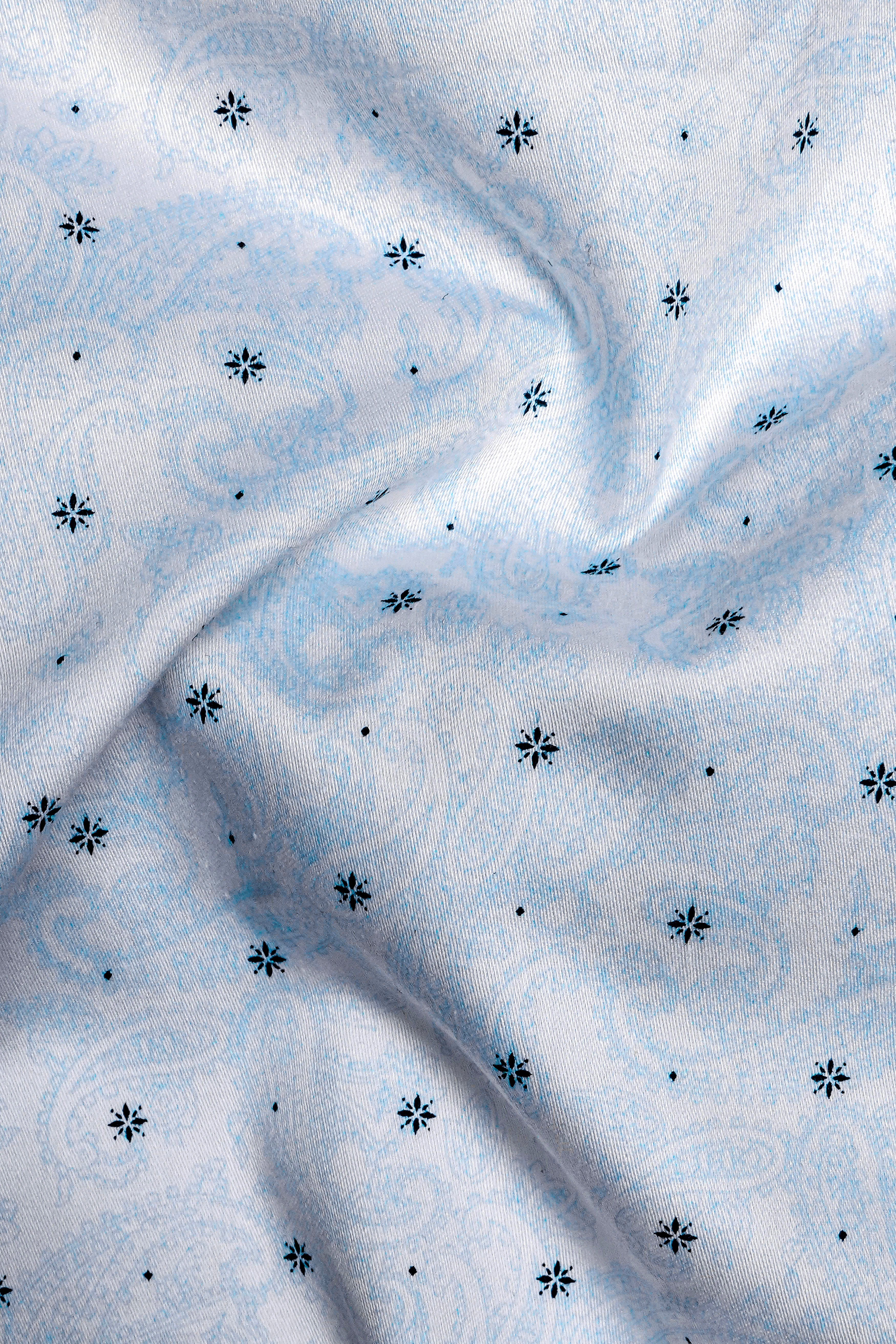 Frostrial-Casper Blue Printed Subtle Sheen Super Soft Premium Cotton Semi Formal Shirt