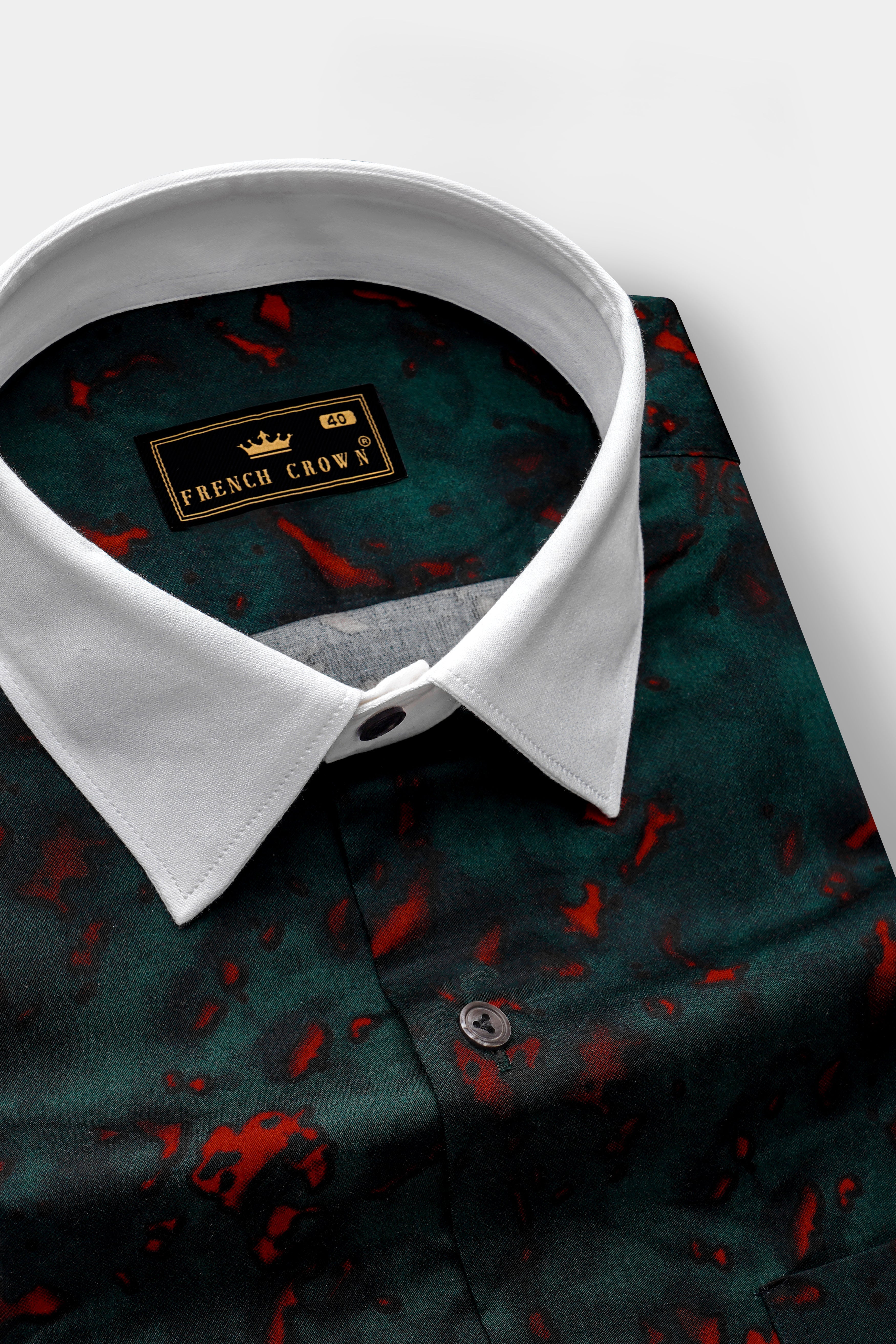 Flonix-Firefly Green And lonestar red Printed Subtle Sheen Super Soft Premium Casual Shirt
