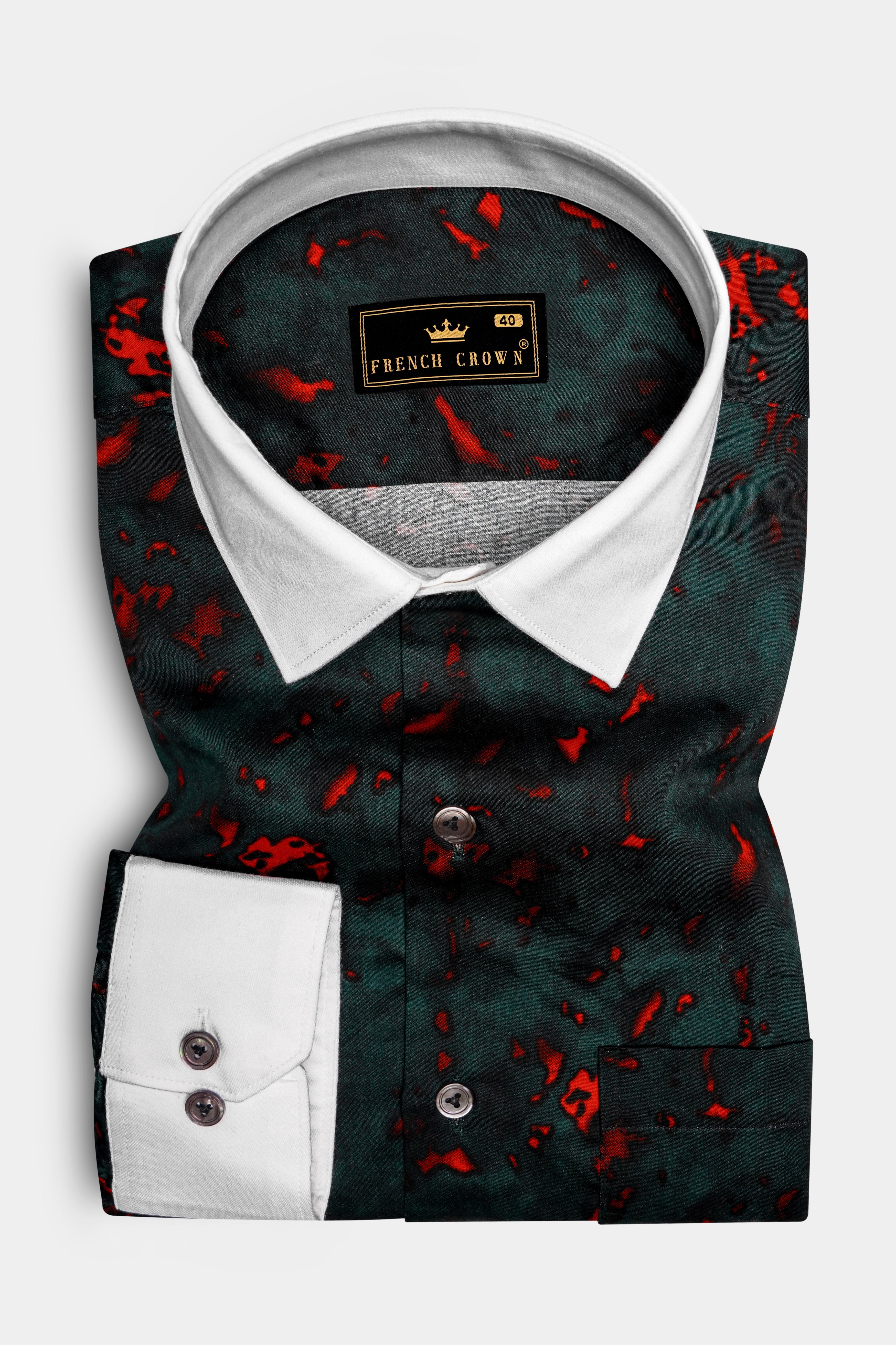 Flonix-Firefly Green And lonestar red Printed Subtle Sheen Super Soft Premium Casual Shirt