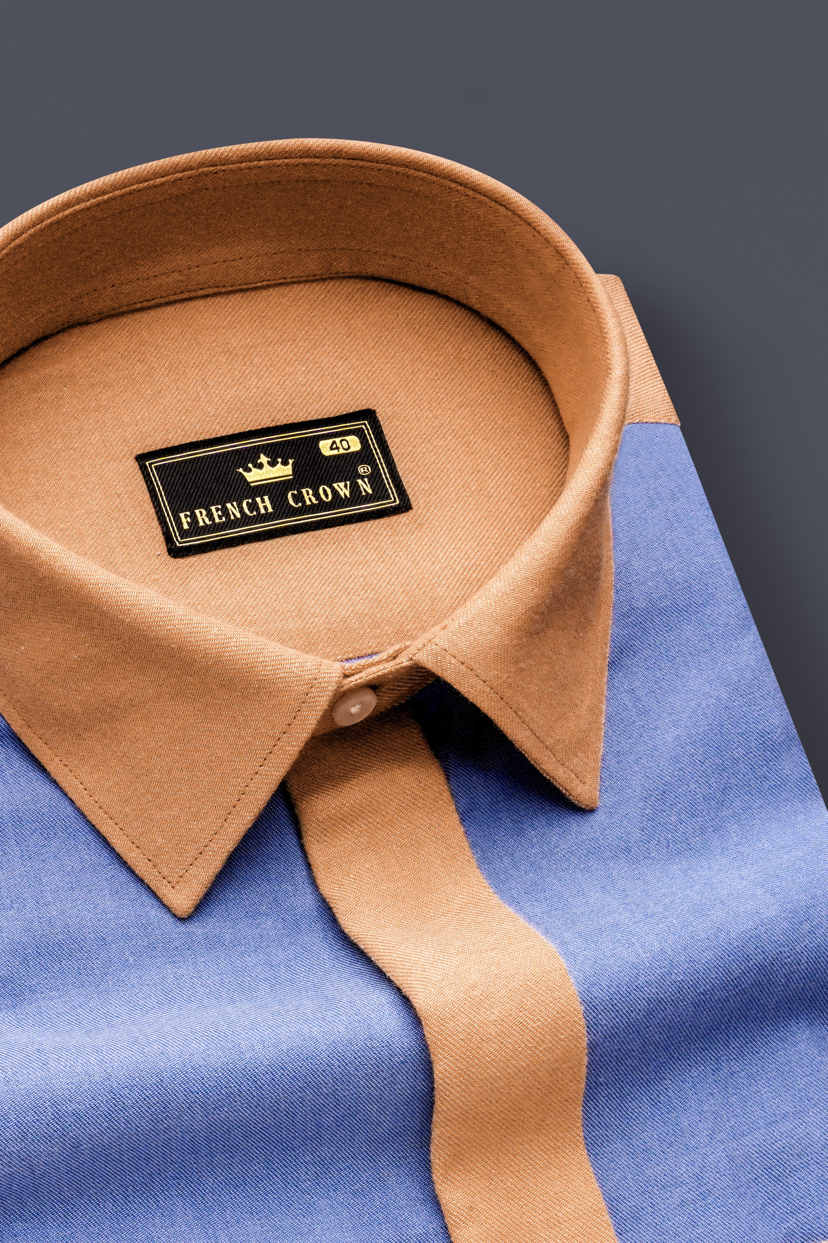 Roazure-Faded Blue And Lion Orange Textured Oxford Premium Cotton Casual Designer Shirt