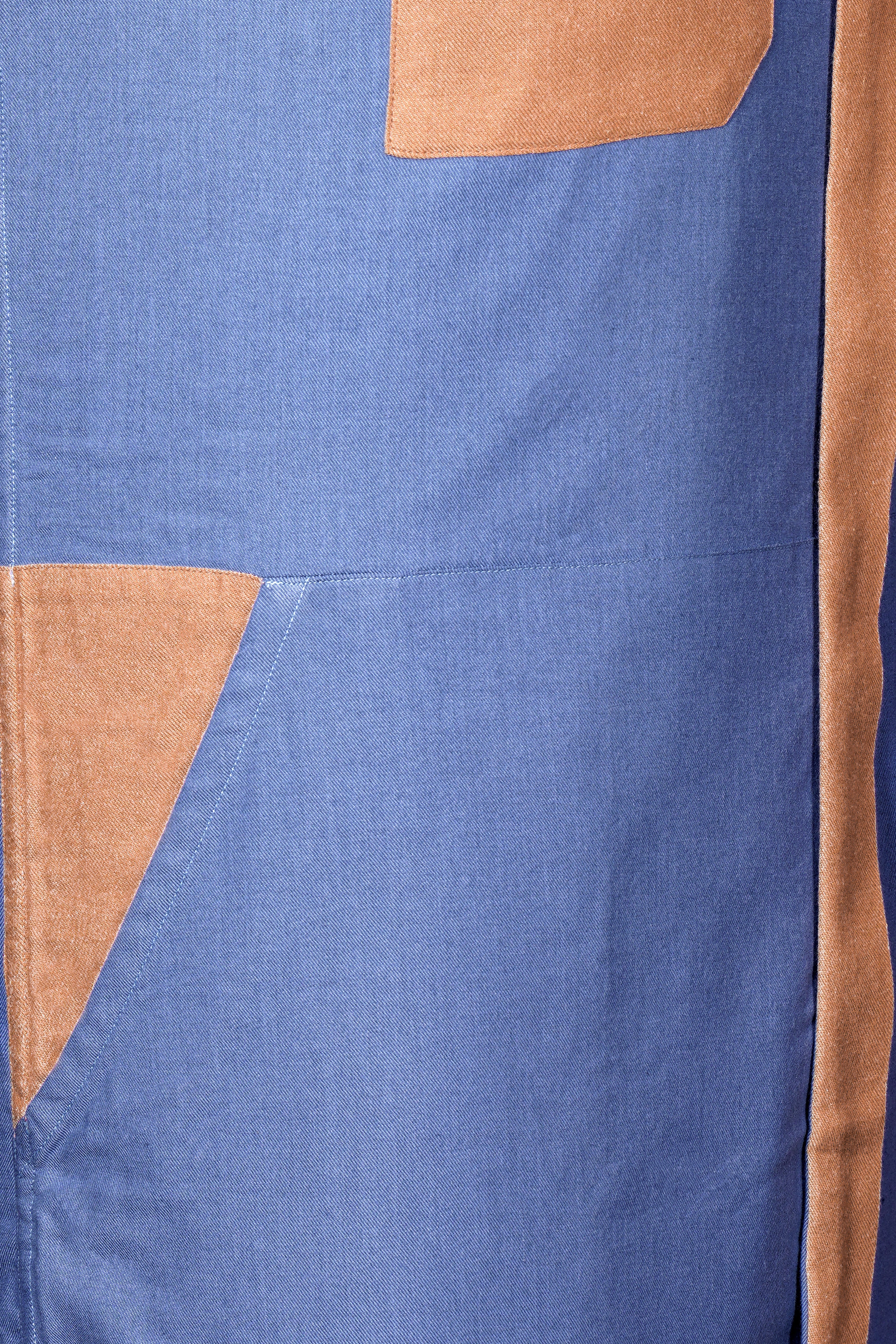 Roazure-Faded Blue And Lion Orange Textured Oxford Premium Cotton Casual Designer Shirt