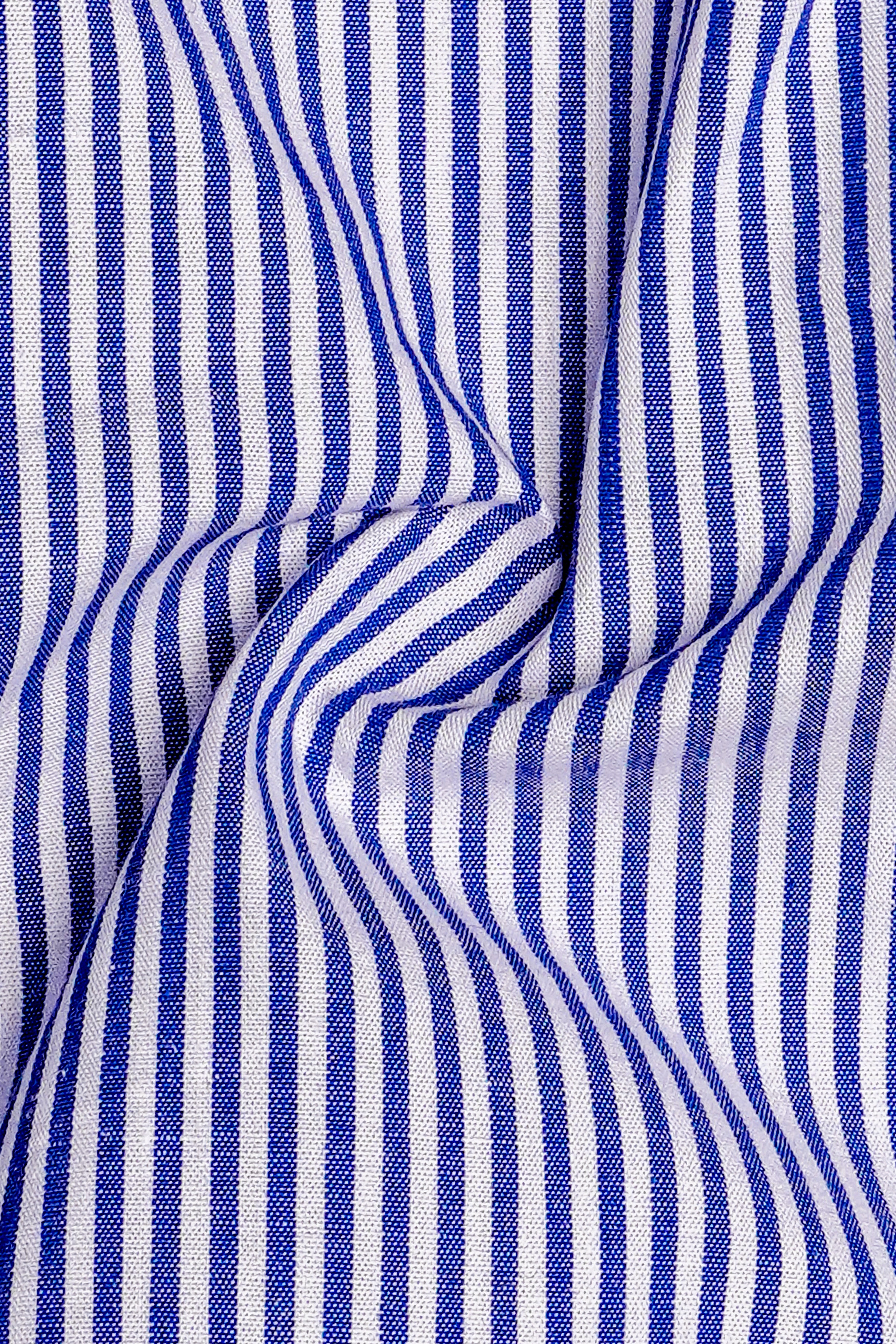 Oceawhite-Sapphire Blue And Bright White Striped Super Soft Premium Dress Shirt