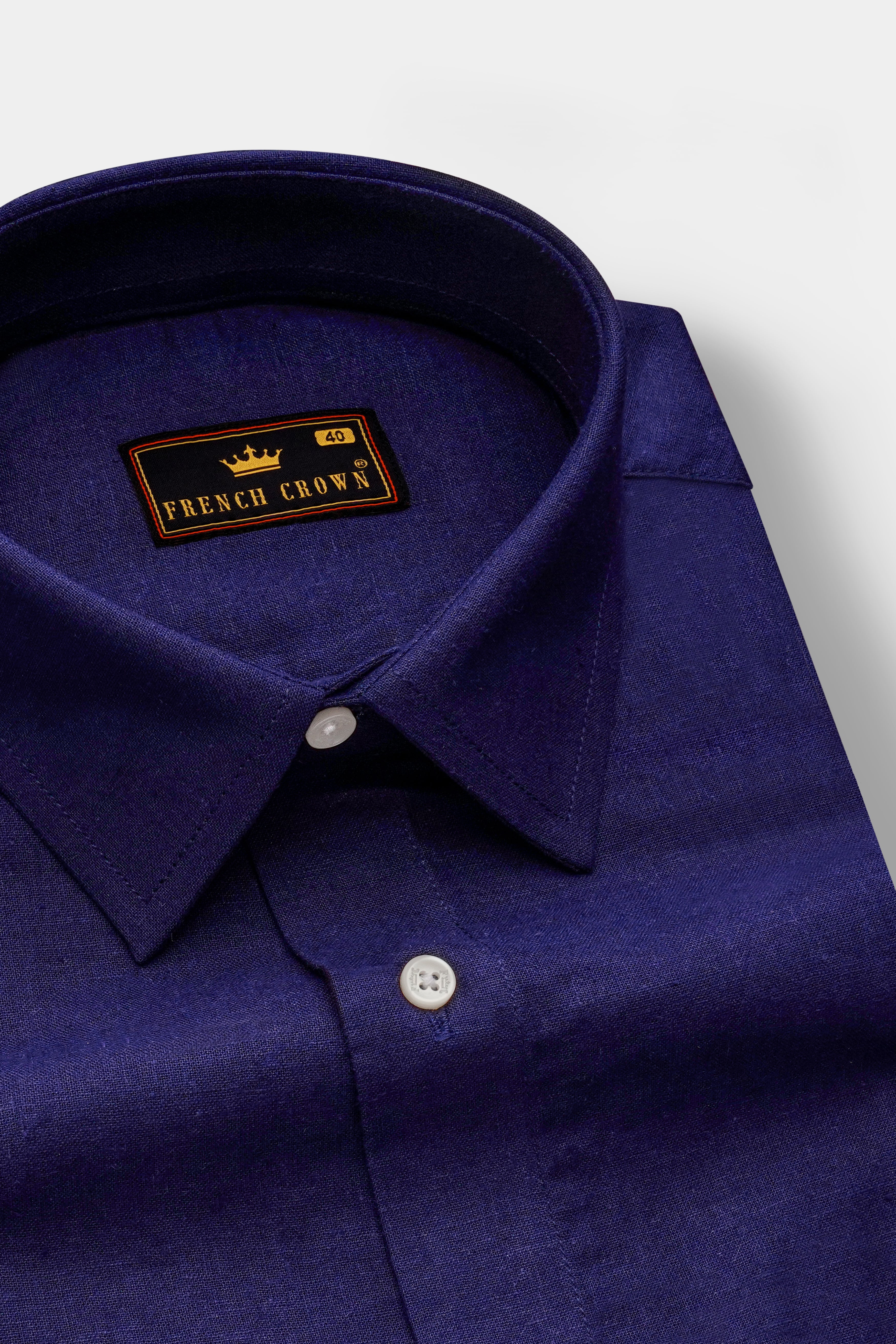 Lustraze-Violent Blue Luxurious Linen Dress Shirt