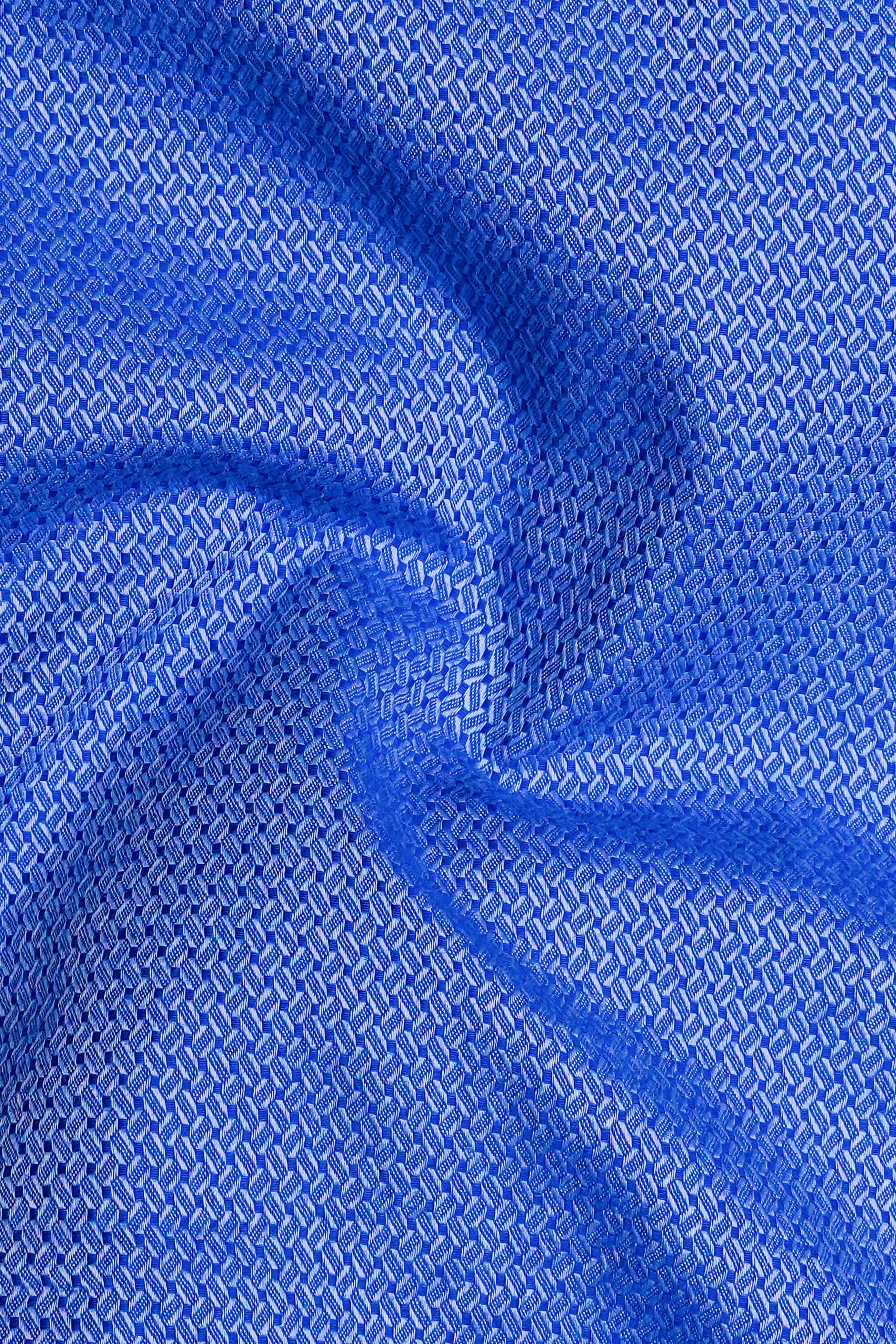 Bluvia-Sapphire Blue Dobby Textured Premium Giza Cotton Dress Shirt
