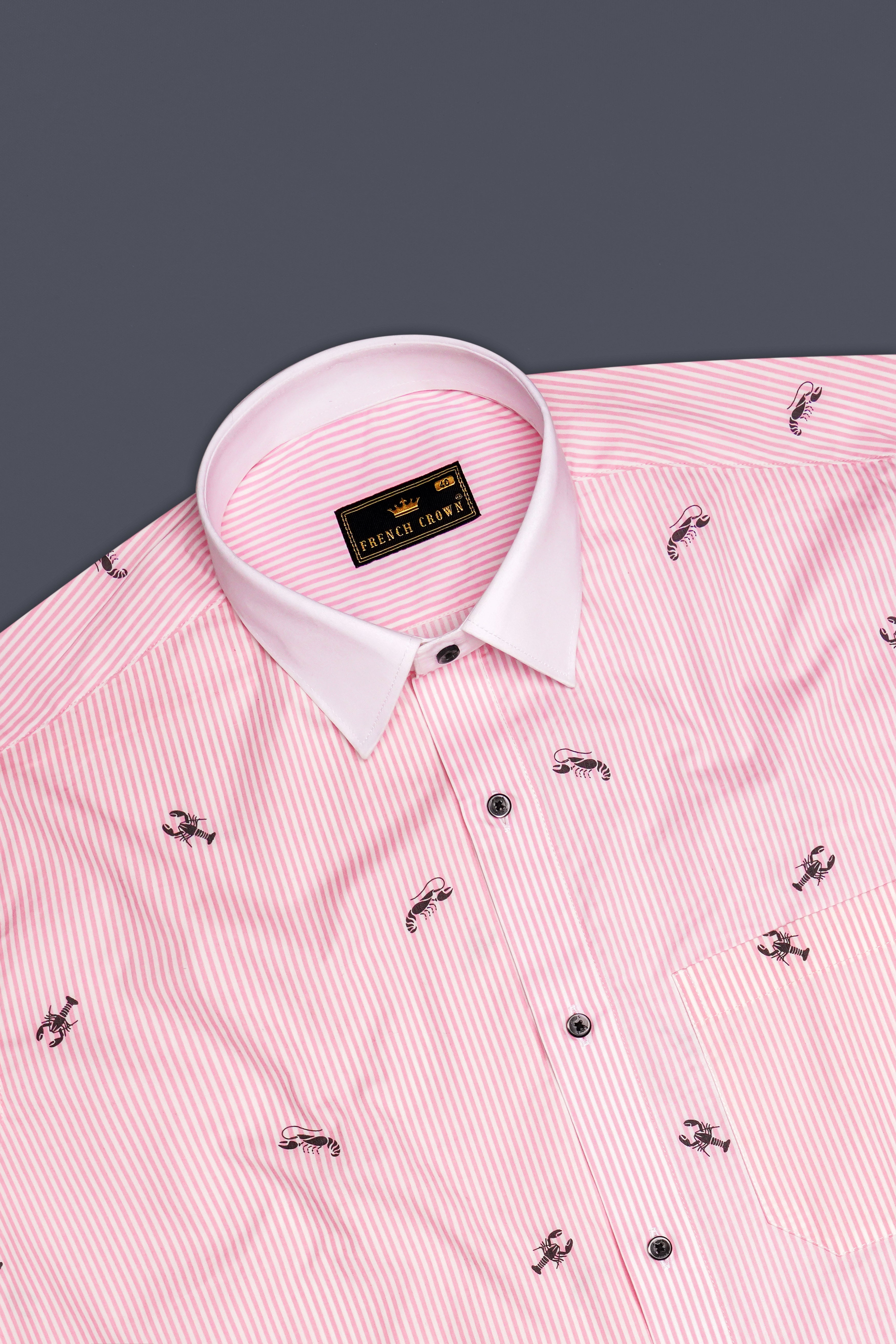 Stingaze-Pastel Pink And Bright White Scorpions Printed Super Soft Premium Semi Formal Shirt