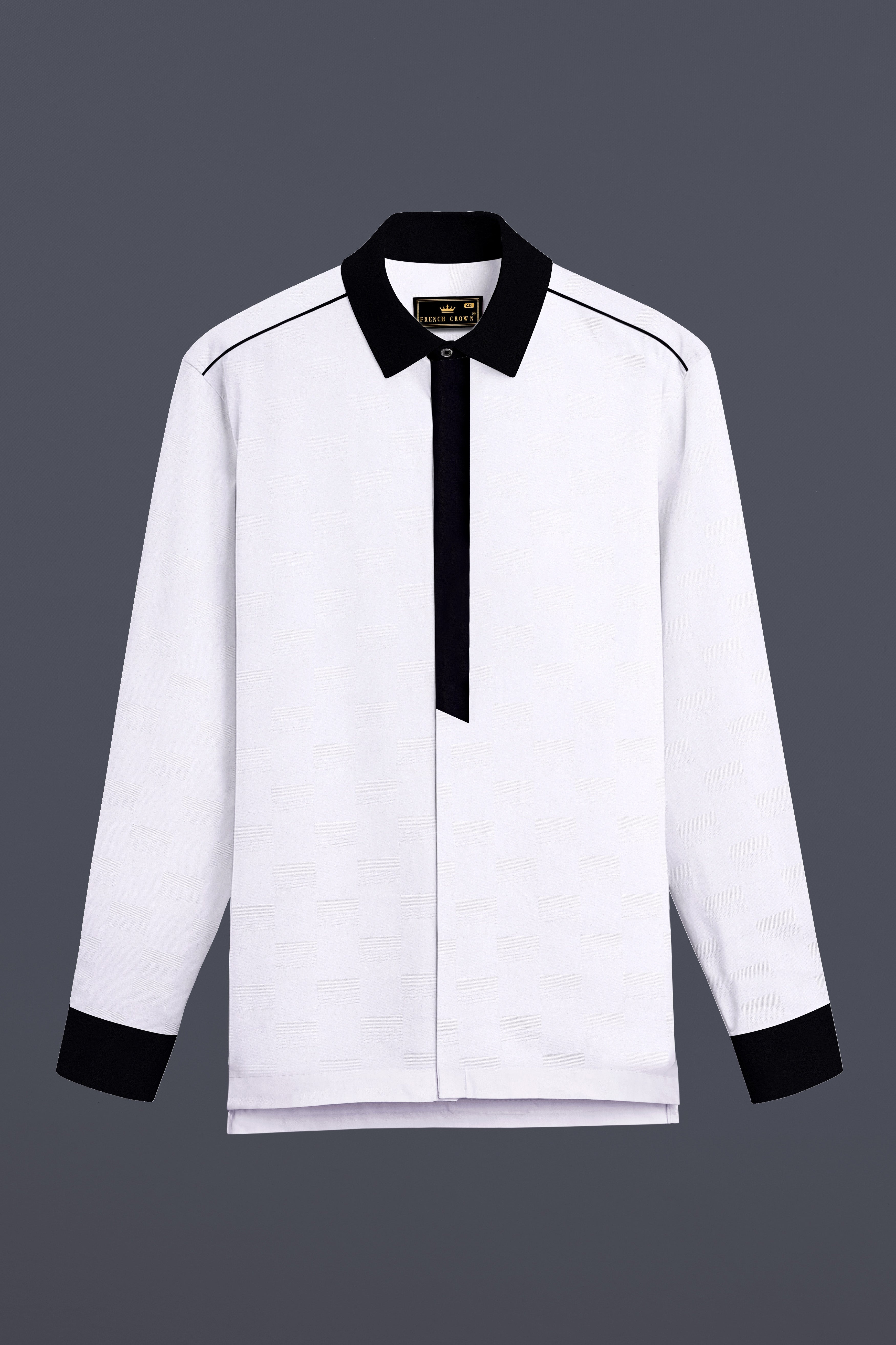 Splitro-Bright White And Jaguar Black Super Soft Premium Cotton Designer Casual Shirt