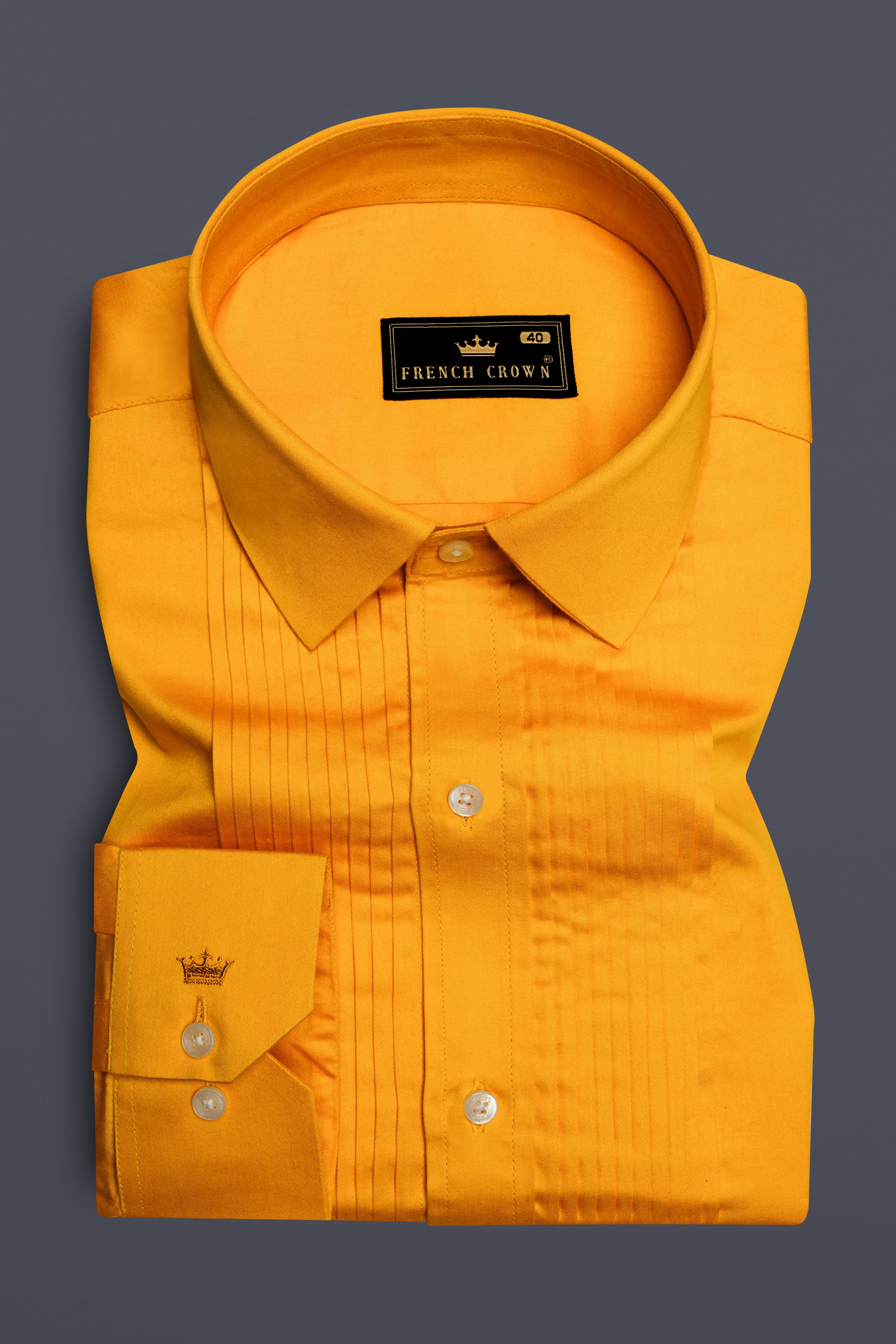 Zestine-Squash Orange  Subtle Sheen Super Soft Premium Cotton Dress Tuxedo Shirt