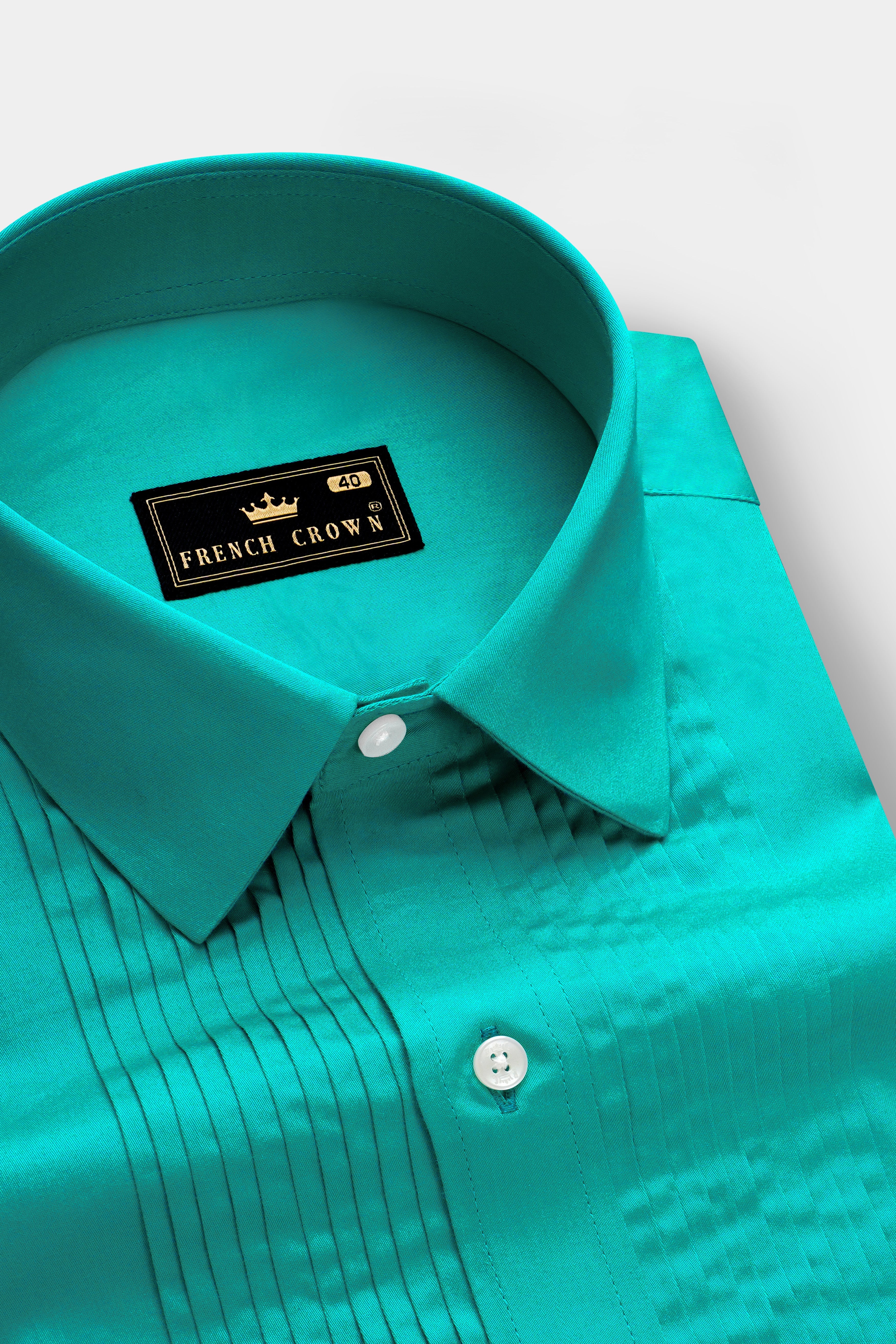 Royalin-Persian Blue Subtle Sheen Super Soft Premium Cotton Dress Tuxedo Shirt